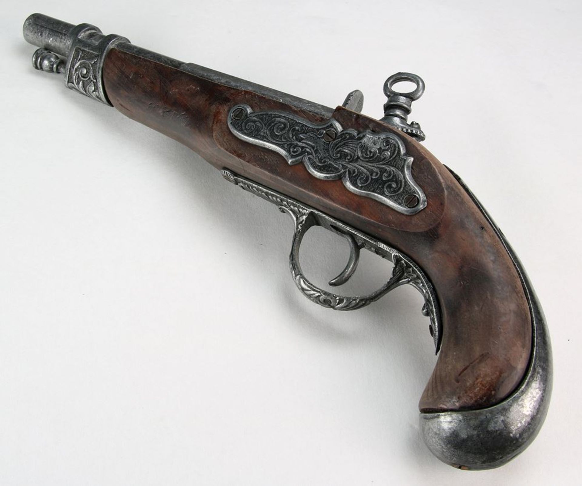 Steinschloßpistolein der Art einer barocken Waffe. Länge ca. 32 cm, Gewicht ca. 6,8 Kilogramm. - Bild 2 aus 5