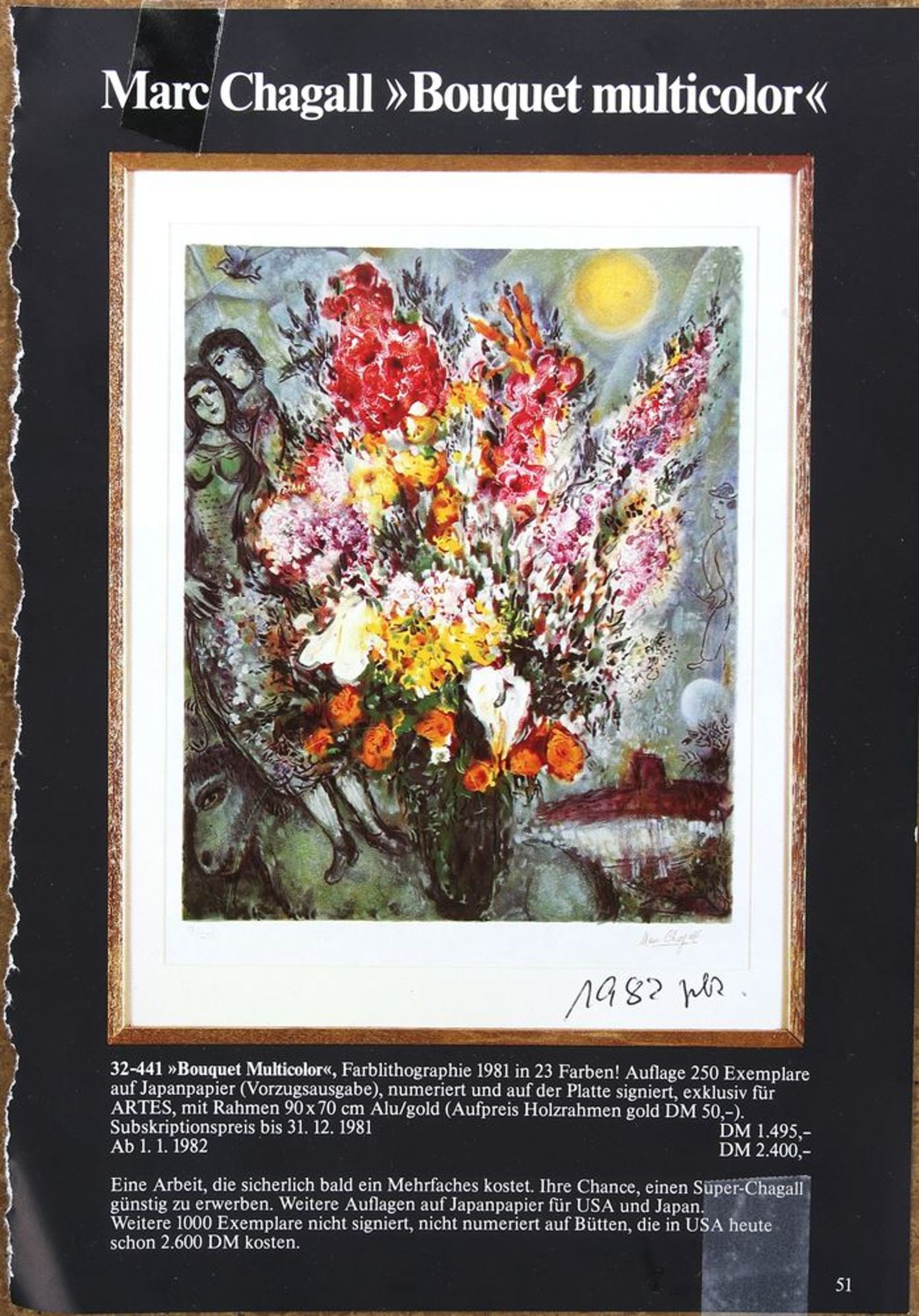 Chagall, Marc1887 Witebsk - 1985 Saint-Paul-de-Vence. Bouquet multicolor. Farblithographie auf - Bild 4 aus 4