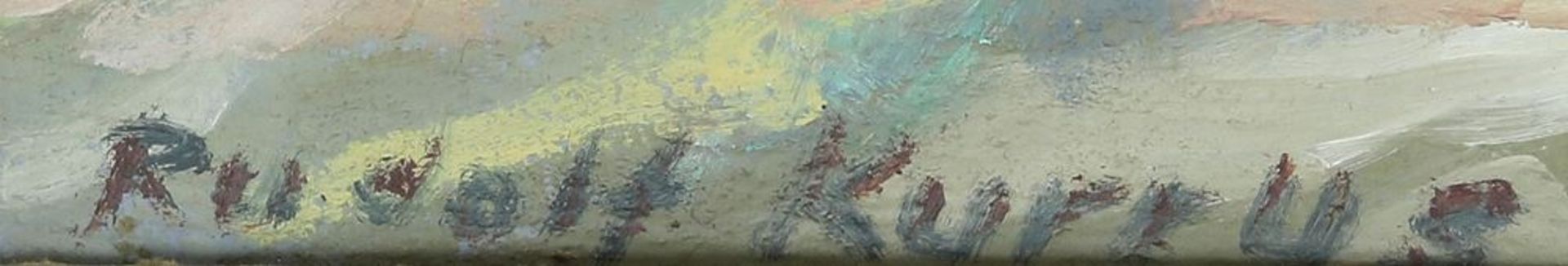 Kurrus, RudolfMarkgräfler Maler 20. Jh. Blick auf die Ehrentrudiskapelle auf dem Tuniberg. Öl auf - Bild 2 aus 4