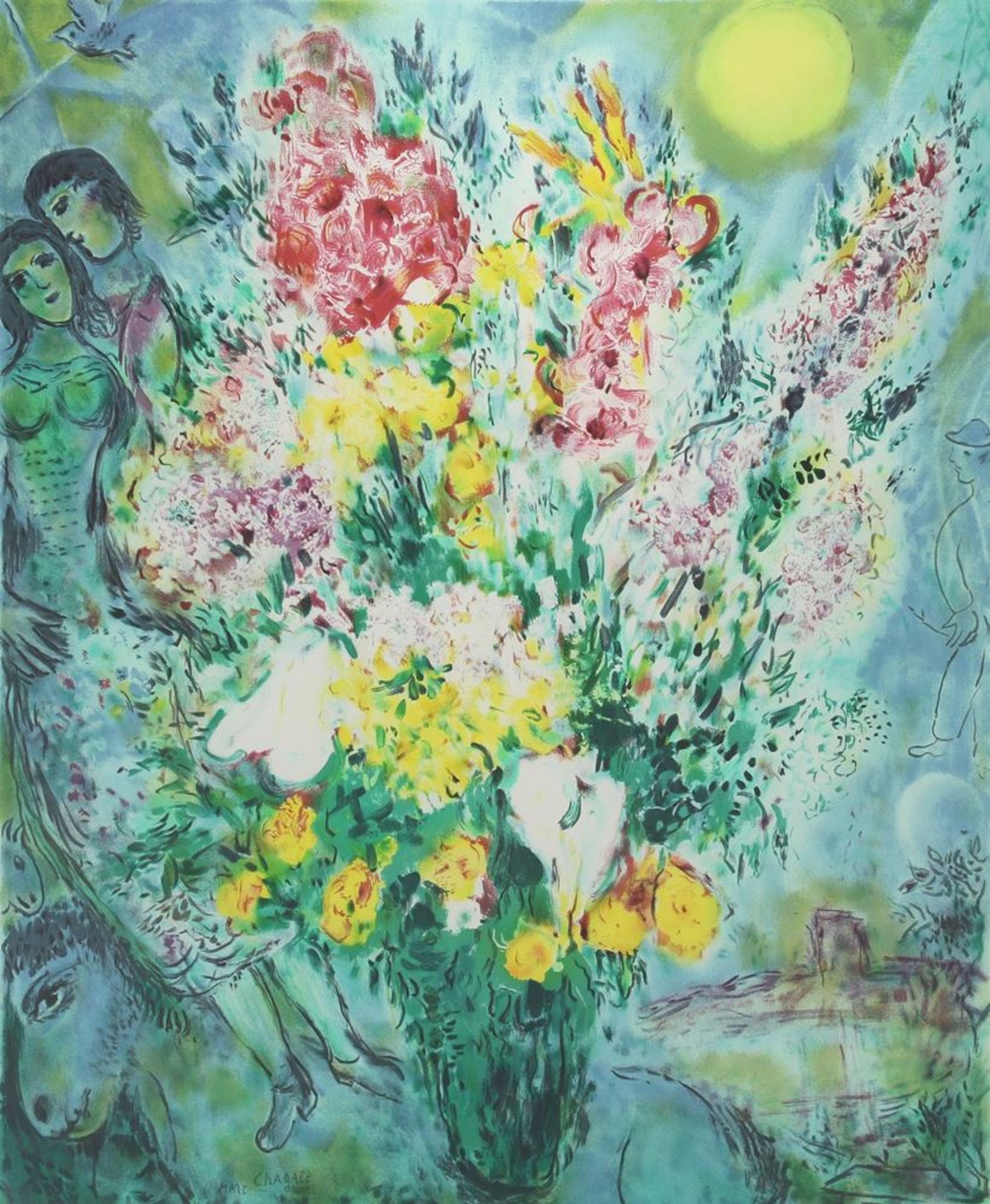 Chagall, Marc1887 Witebsk - 1985 Saint-Paul-de-Vence. Ausstellungplakat Bouquet de fleurs. Hinter