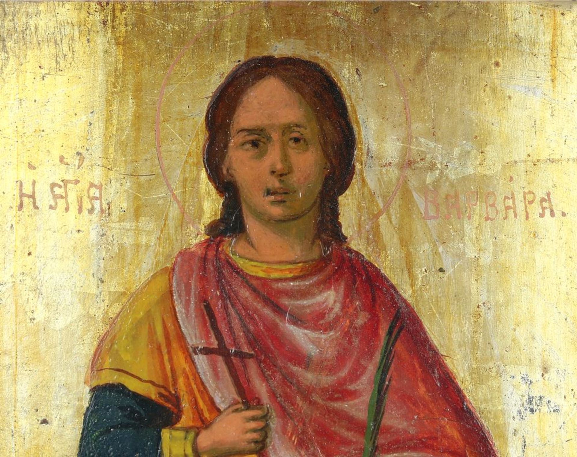 IkoneRussland 19. Jh. Heilige Sophia im Halbportrait. Tempera über Goldgrund auf Holztafel. Mit - Bild 4 aus 4