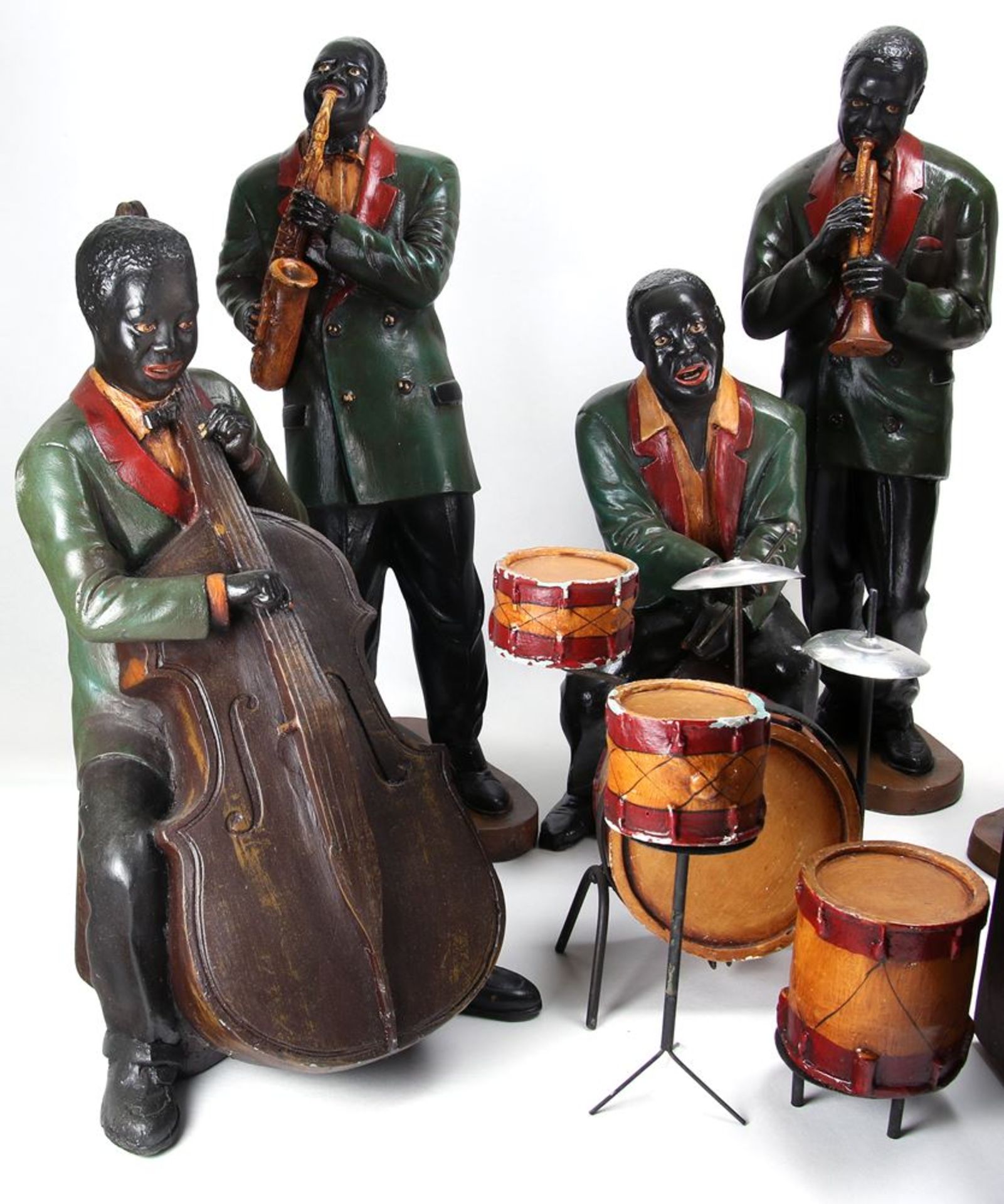 Jazz Combo1960-er Jahre. Diverse Materialien. Sechs Musiker Figuren mit Instrumenten und Drumset als - Bild 2 aus 7