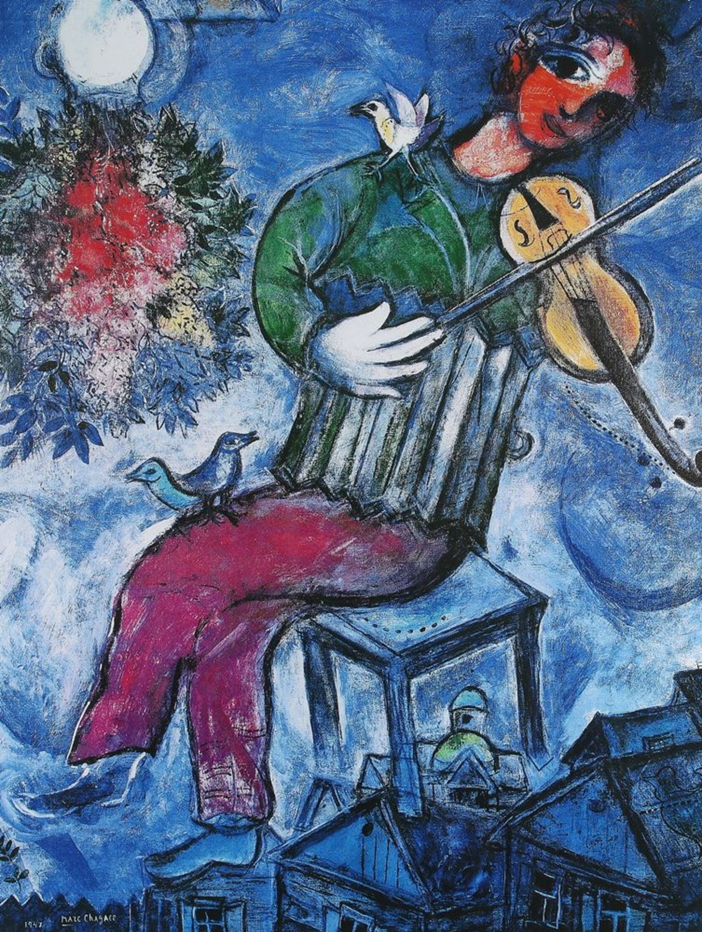 Chagall, Marc1887 Witebsk - 1985 Saint-Paul-de-Vence. Le Violiniste Bleu. Giclée Faksimile auf