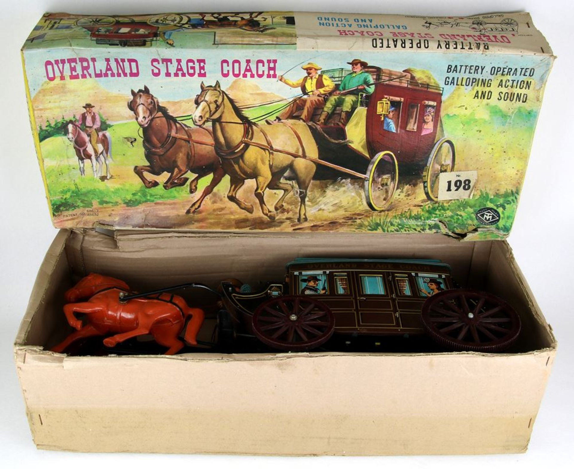 Overland Stage CoachJapan, Modern Toys, TM 1970-er Jahre. Postkutsche, die sich bewegt und mit dem - Bild 5 aus 6