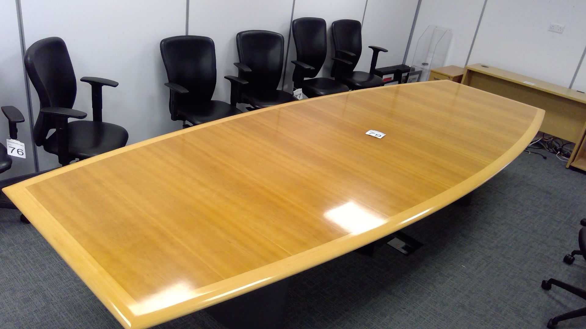 Oak and beech effect 12ft 6inch 2-piece pedestal mounted Boardroom table