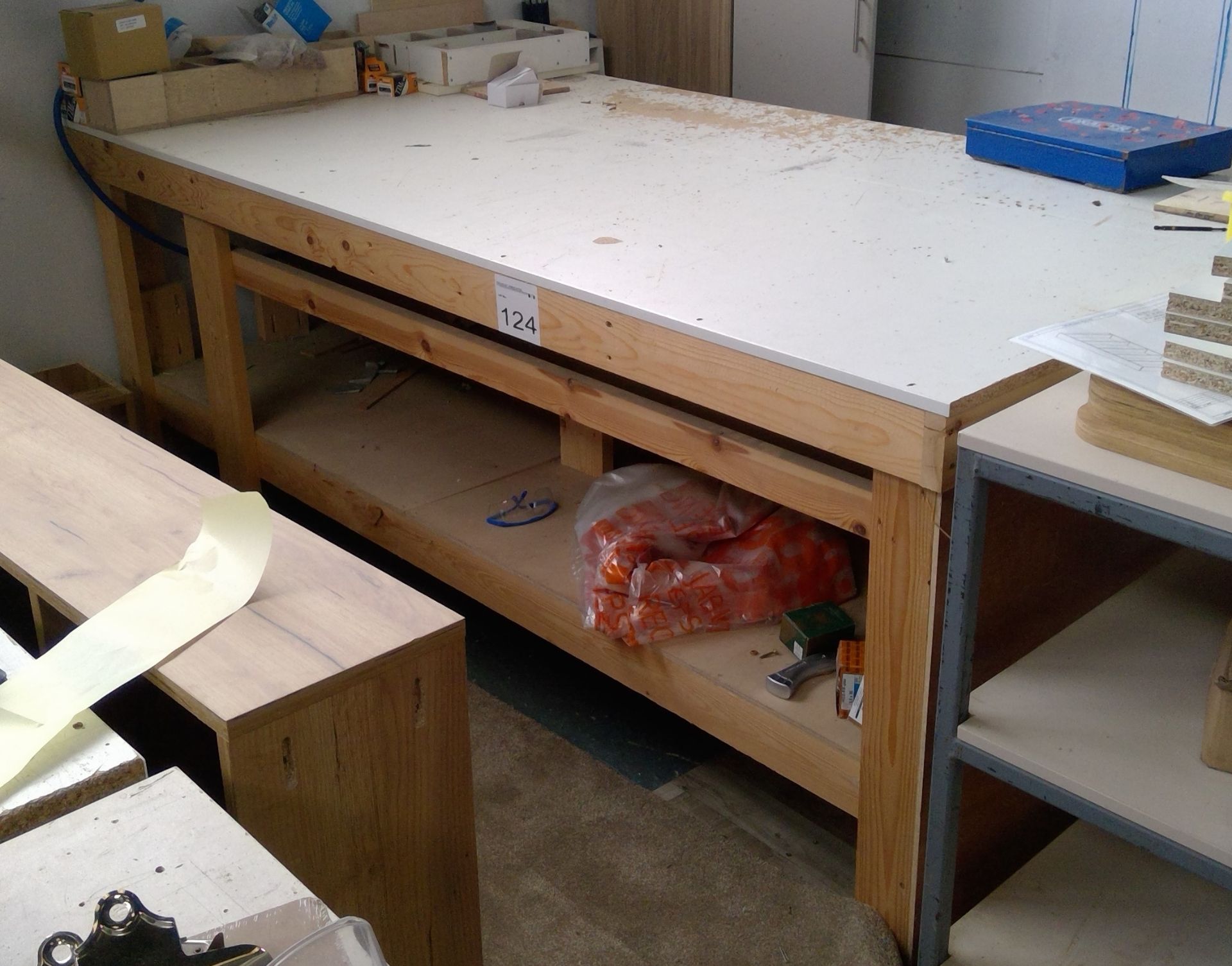 2 No 8ft x 4ft Wooden work bench