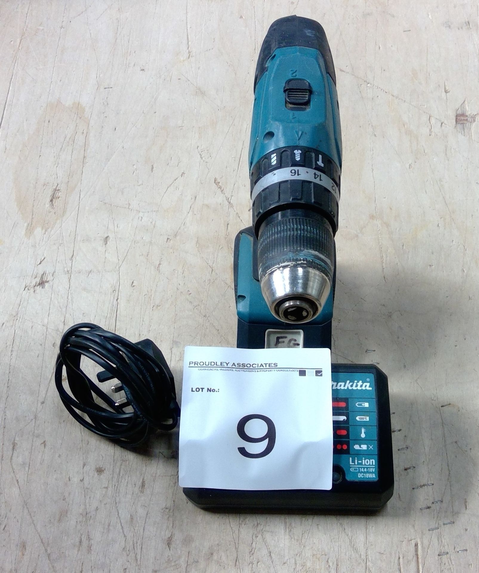 Makita 18v cordless drill with 3.0 Ah battery and charger