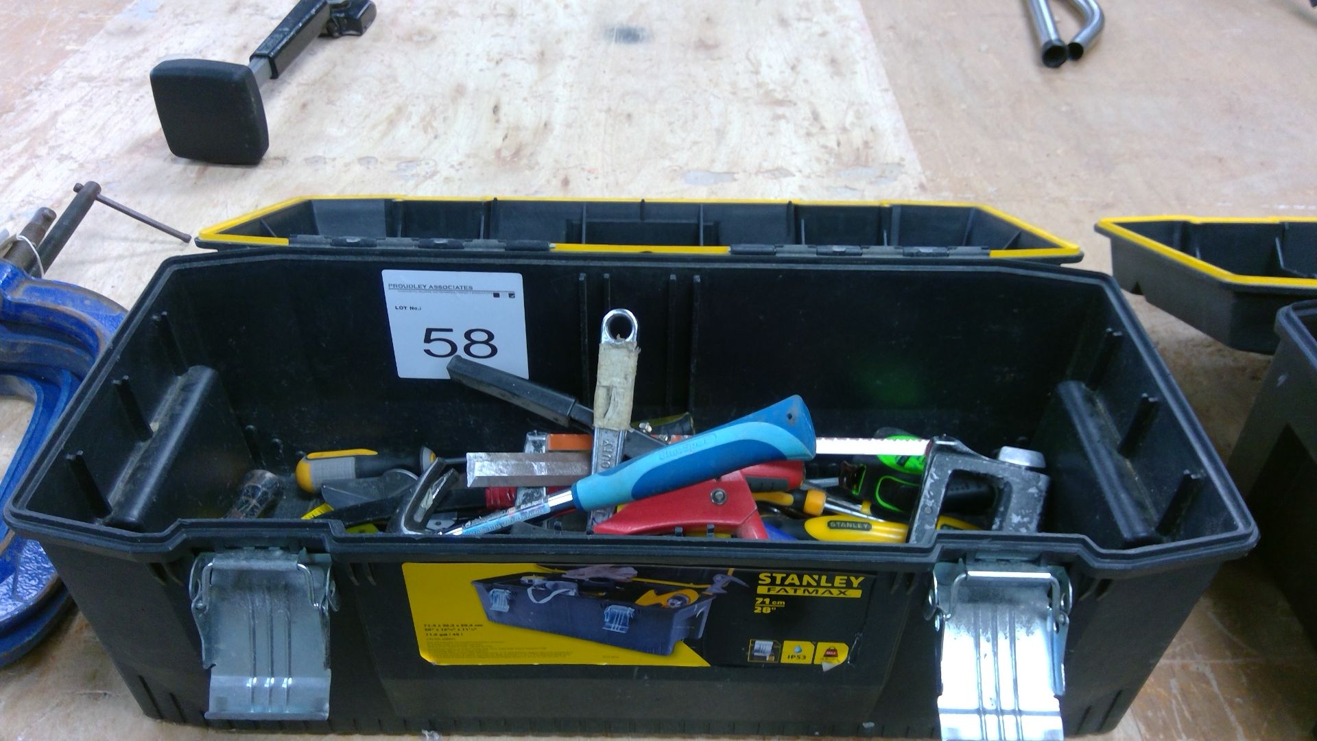 Box of assorted hand tools to include hammers, chisels etc