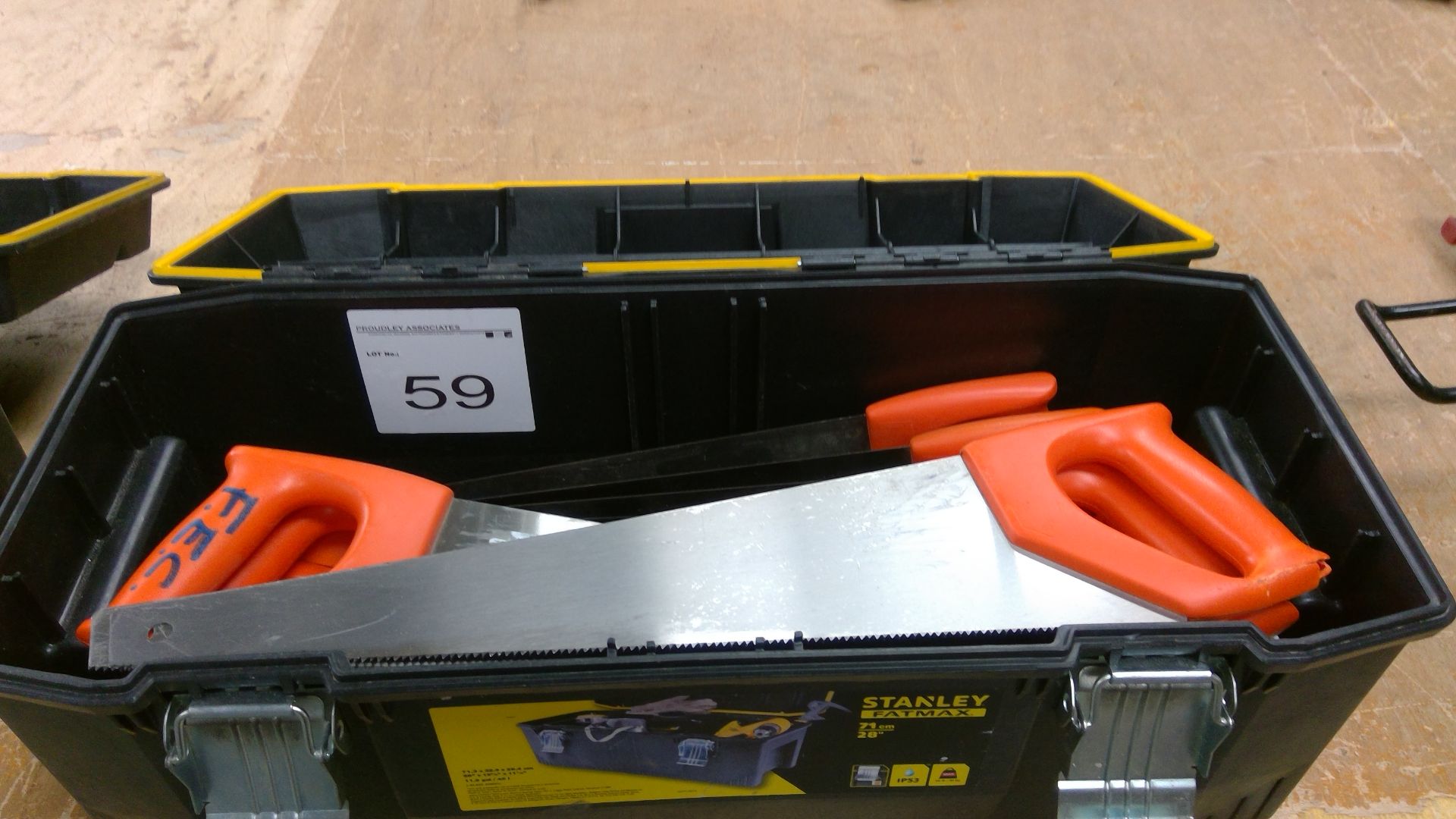 Box of assorted hand saws