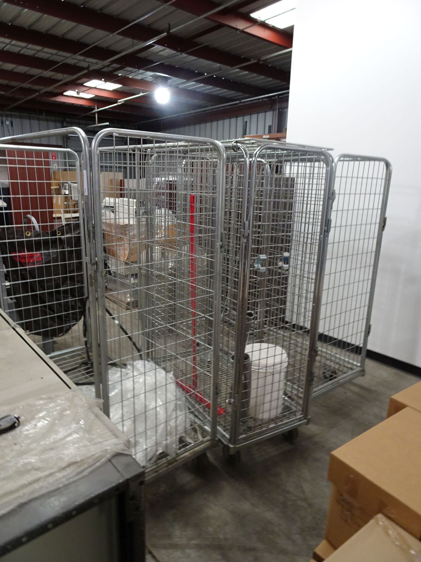 (1) 60" x 24"Enclosed Stainless Steel Wire Cart, (4) 60" x 24" 3 Sided Wire Carts - Image 3 of 4