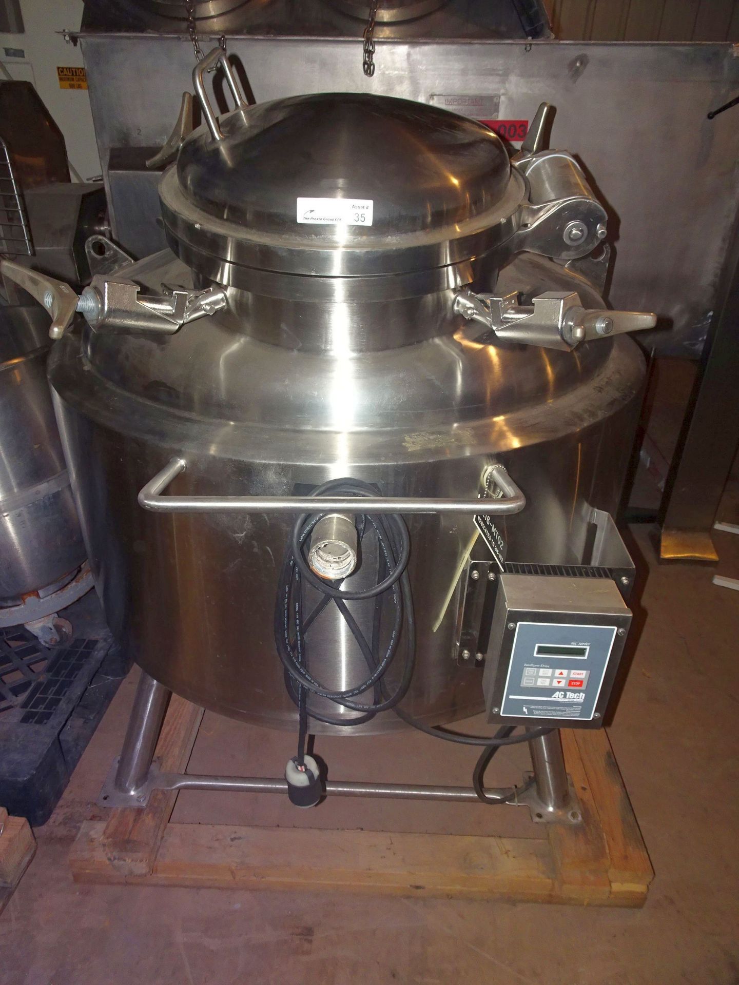 T&C 316L Stainless 350 Liter Jacketed Tank With Bottom Agitation.