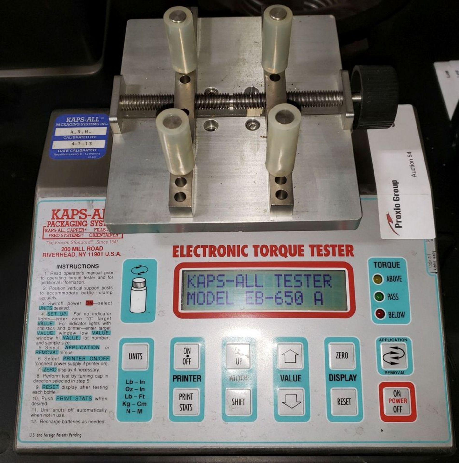 Kaps-All Electronic Torque Tester, model EB650A, with power supply