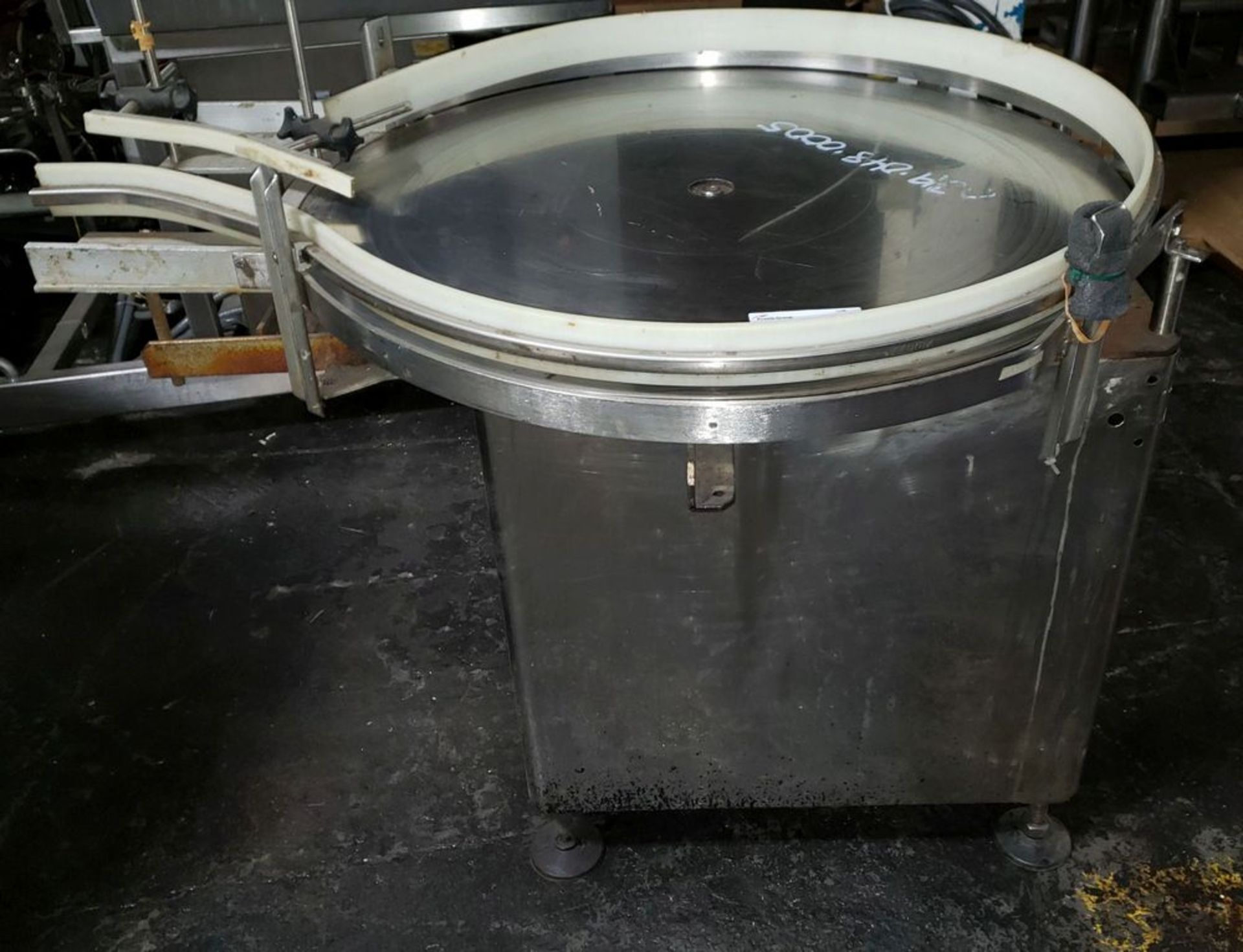 36" diameter King accumulation table, model US3, stainless steel top, 220 volt, on base,