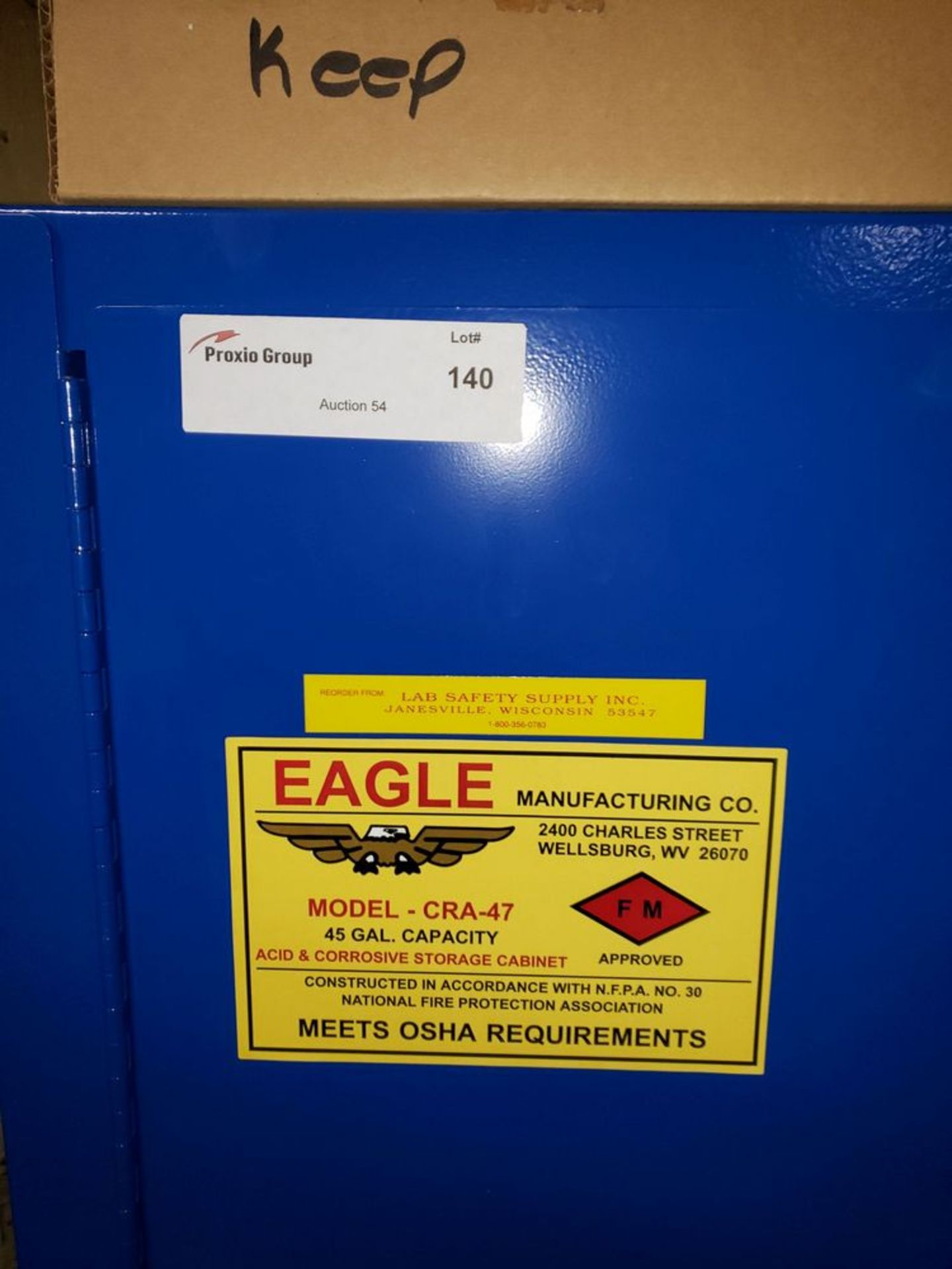 Un Eagle Corrosives containment cabinet, 45 gal capacity, model CRA-47 - Image 9 of 9