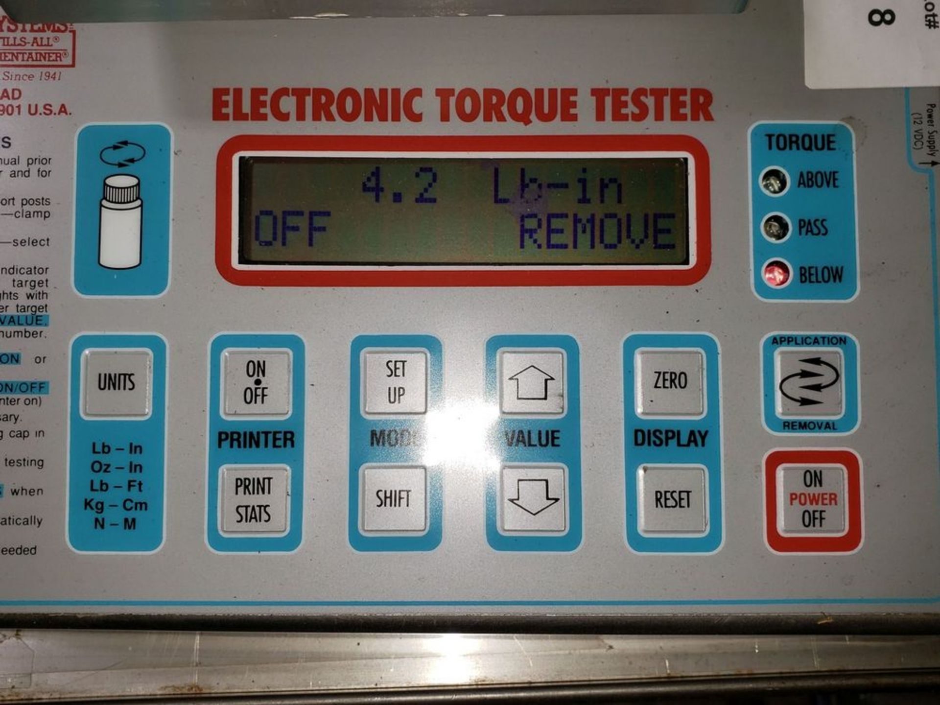 Kaps-All Electronic Torque Tester, model EB500, with power supply - Image 7 of 8