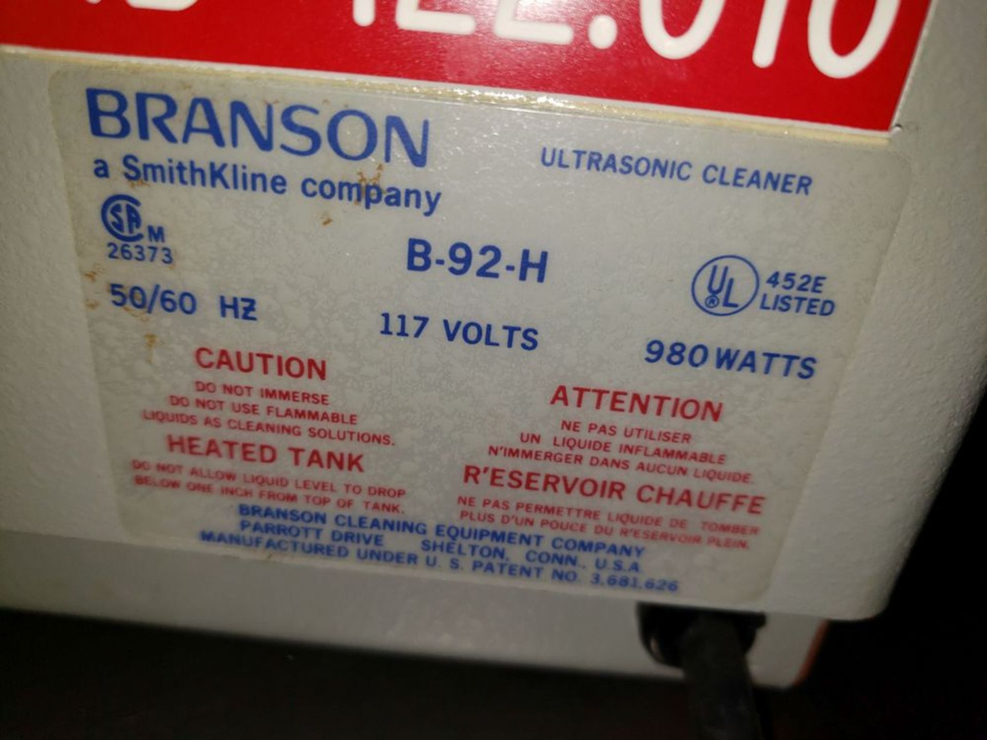 Branson Ultrasonic Cleaner, Model B-92-H, with (2) baskets - Image 3 of 8