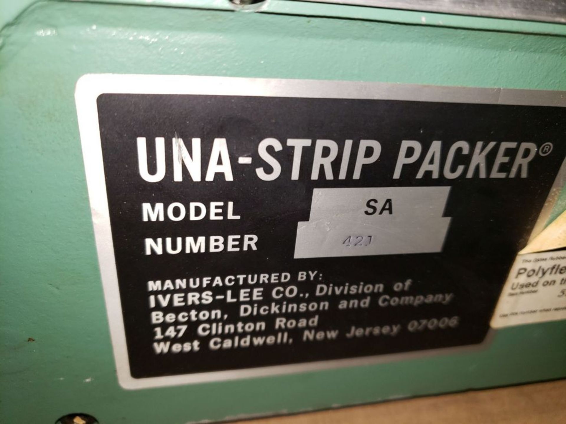 Una-Strip tablet filler, model SA, gravity fed with feed wheel, serial# 421. - Image 9 of 10