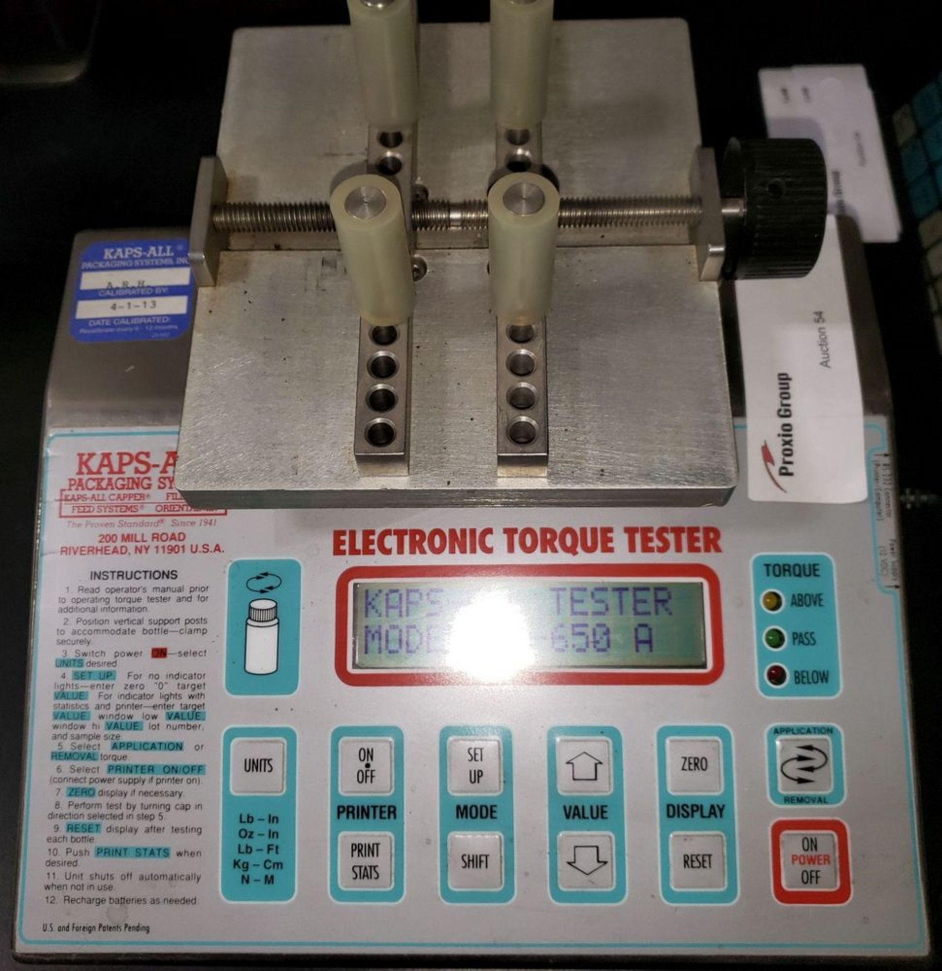 Kaps-All Electronic Torque Tester, model EB650A, with power supply