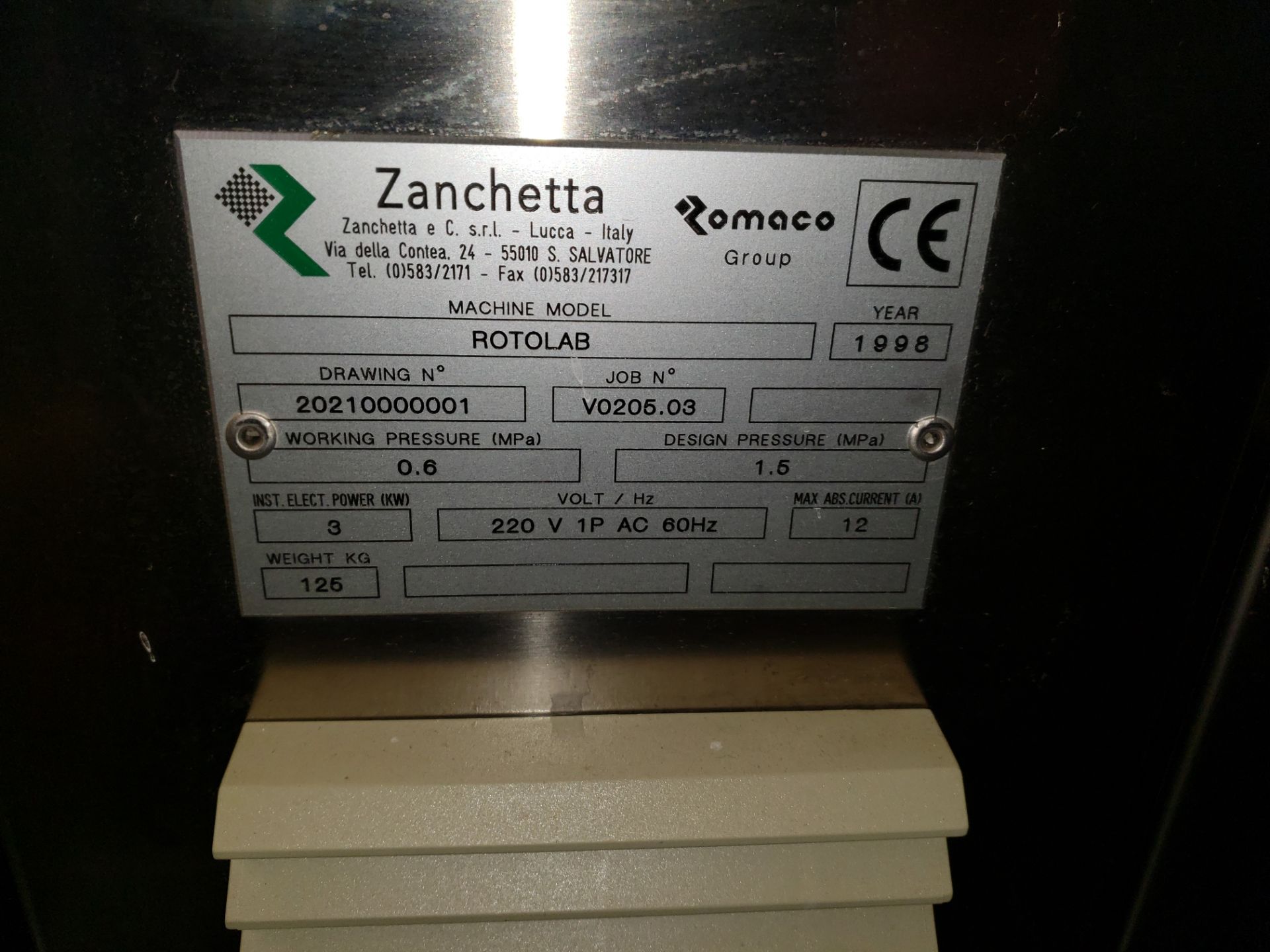 Zanchetta high shear granulating mixer, model Rotolab, stainless steel construction, 1.8 liter - Image 7 of 7