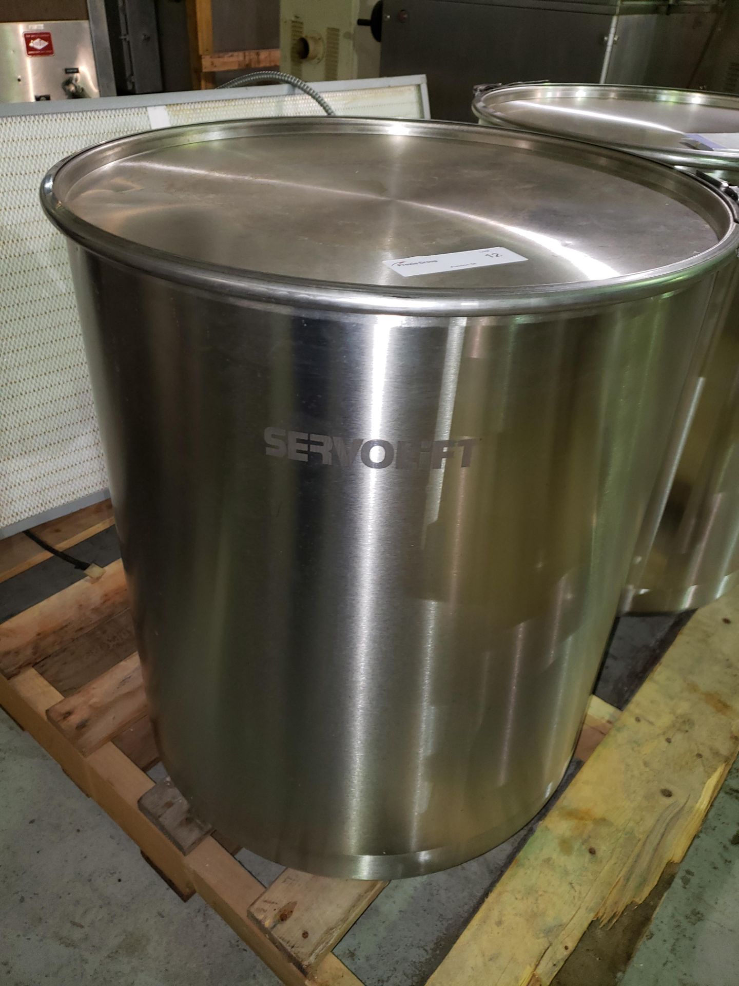 Servolift Mixing Bin, s/s construction, 22" diameter x 24" straight side