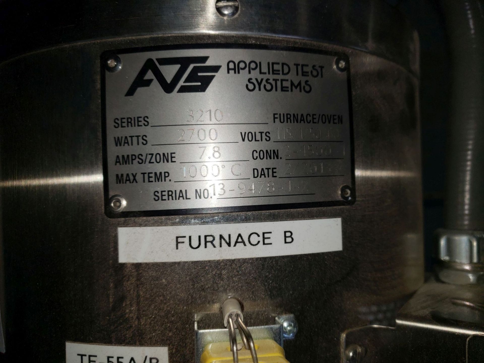 Applied Test Systems 3210 SPLIT TUBE FURNACE 2700 WATTS MAX TEMP 1000ºC. Built in 2013 - Image 3 of 6