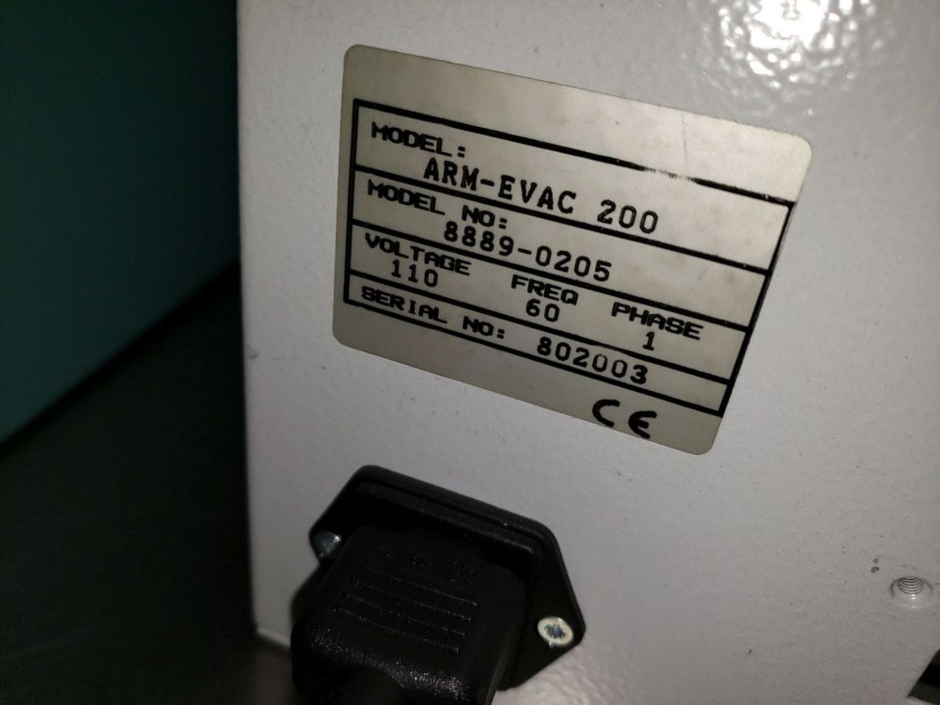 Pace fume extractor, model ARM-EVAC 200, with blower, 110 volts, serial# 802003. - Image 8 of 8