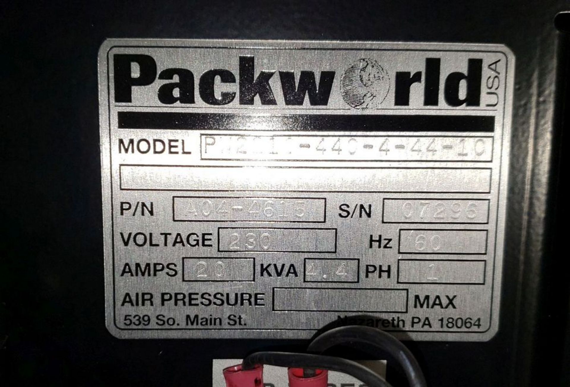 Packworld bag sealer, Model PW2210-440-4-44-10, with foot pedal, serial# 07296. - Image 8 of 11