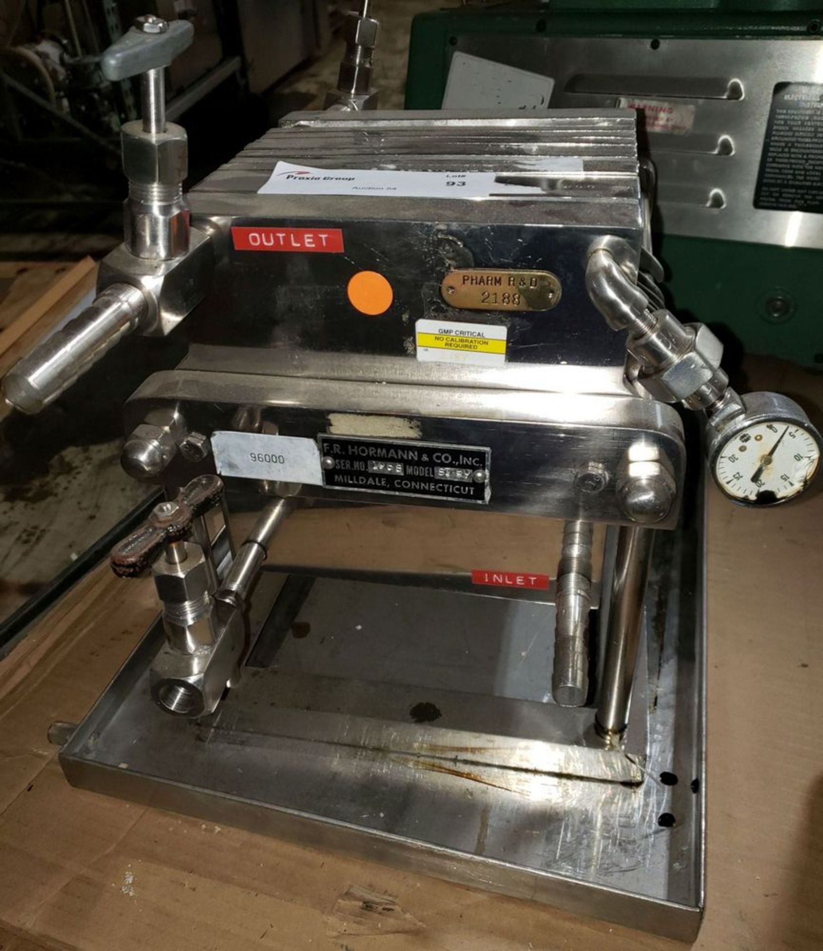 F.R. Horman filter press, model ST80, 20 cm x 20 cm x 1 cm thick stainless steel plates - Image 2 of 4