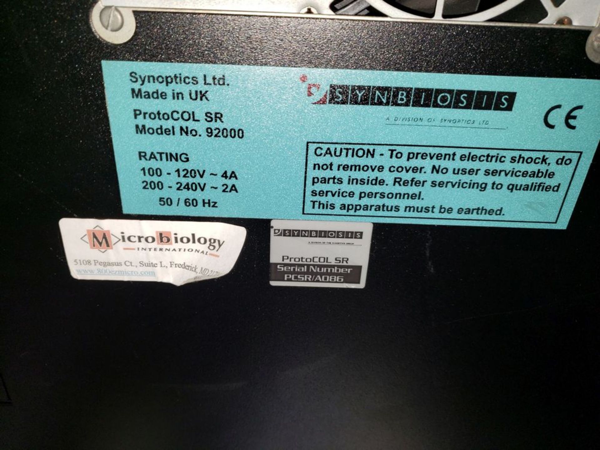 Synbiosis ProtoCOL System colony counter, model 92000, 120 volt, serial# PCSR/A086. - Image 7 of 8