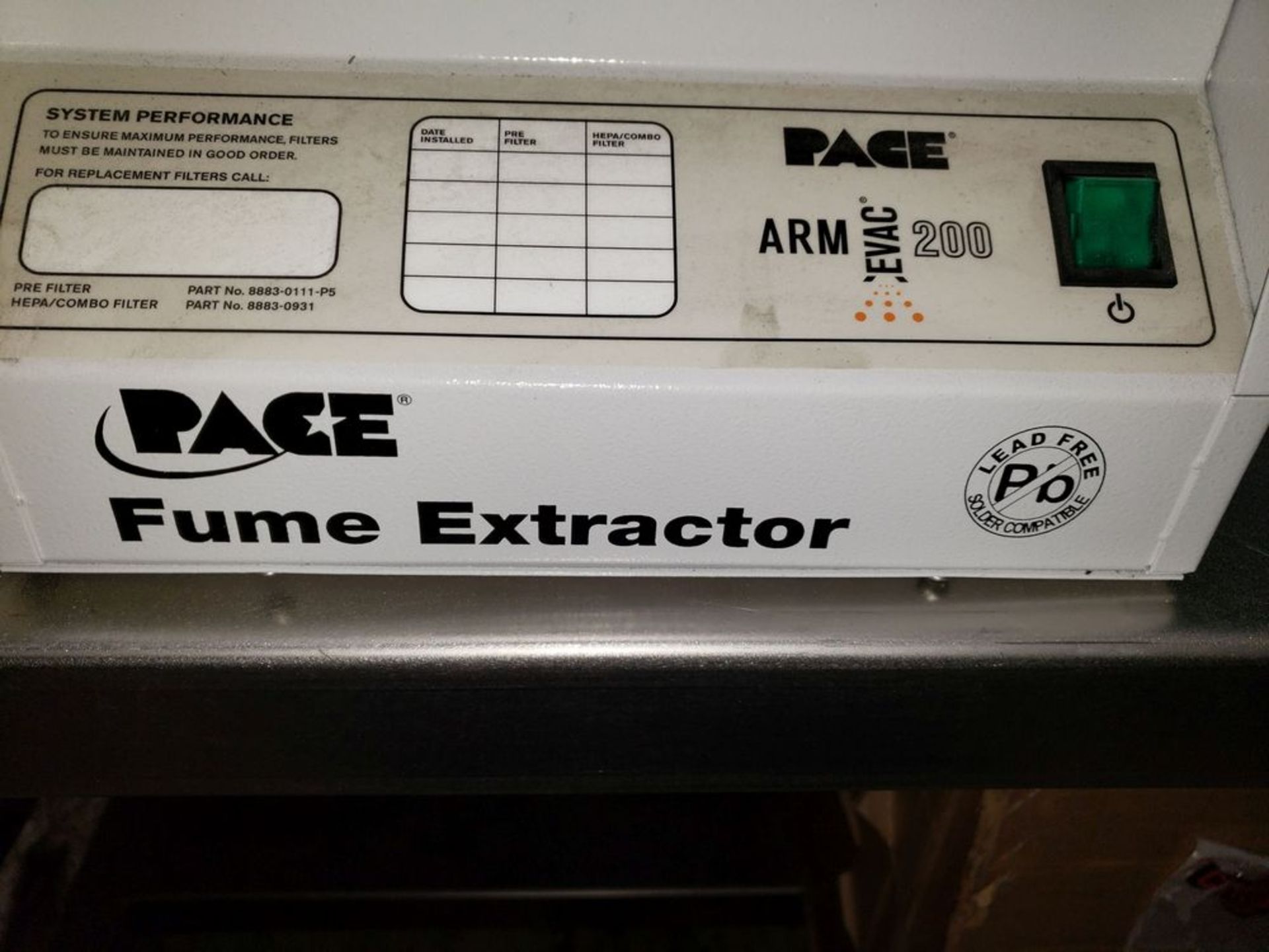 Pace fume extractor, model ARM-EVAC 200, with blower, 110 volts, serial# 802003. - Image 4 of 8