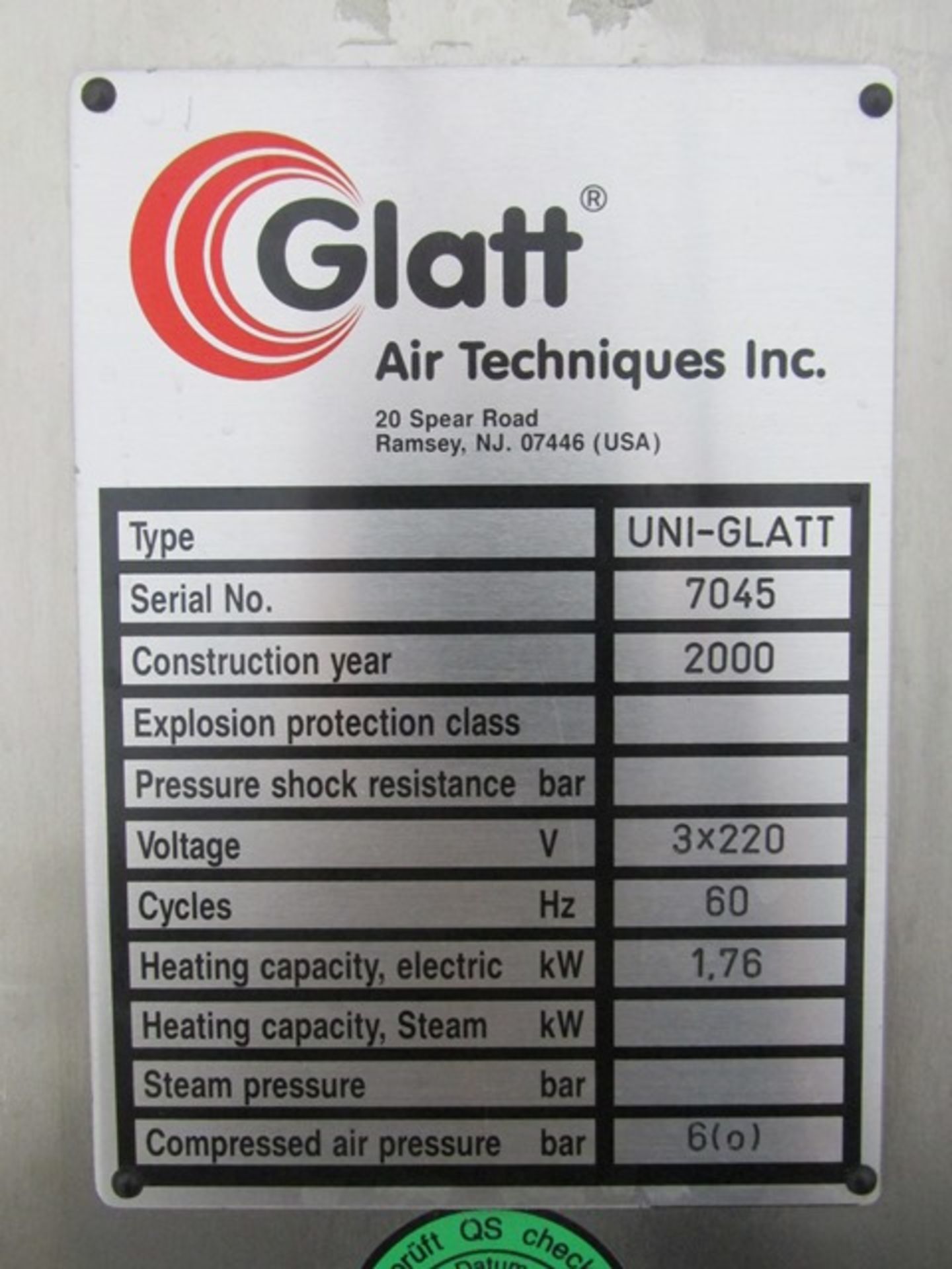 Glatt fluid bed dryer, model UniGlatt, - Image 8 of 13