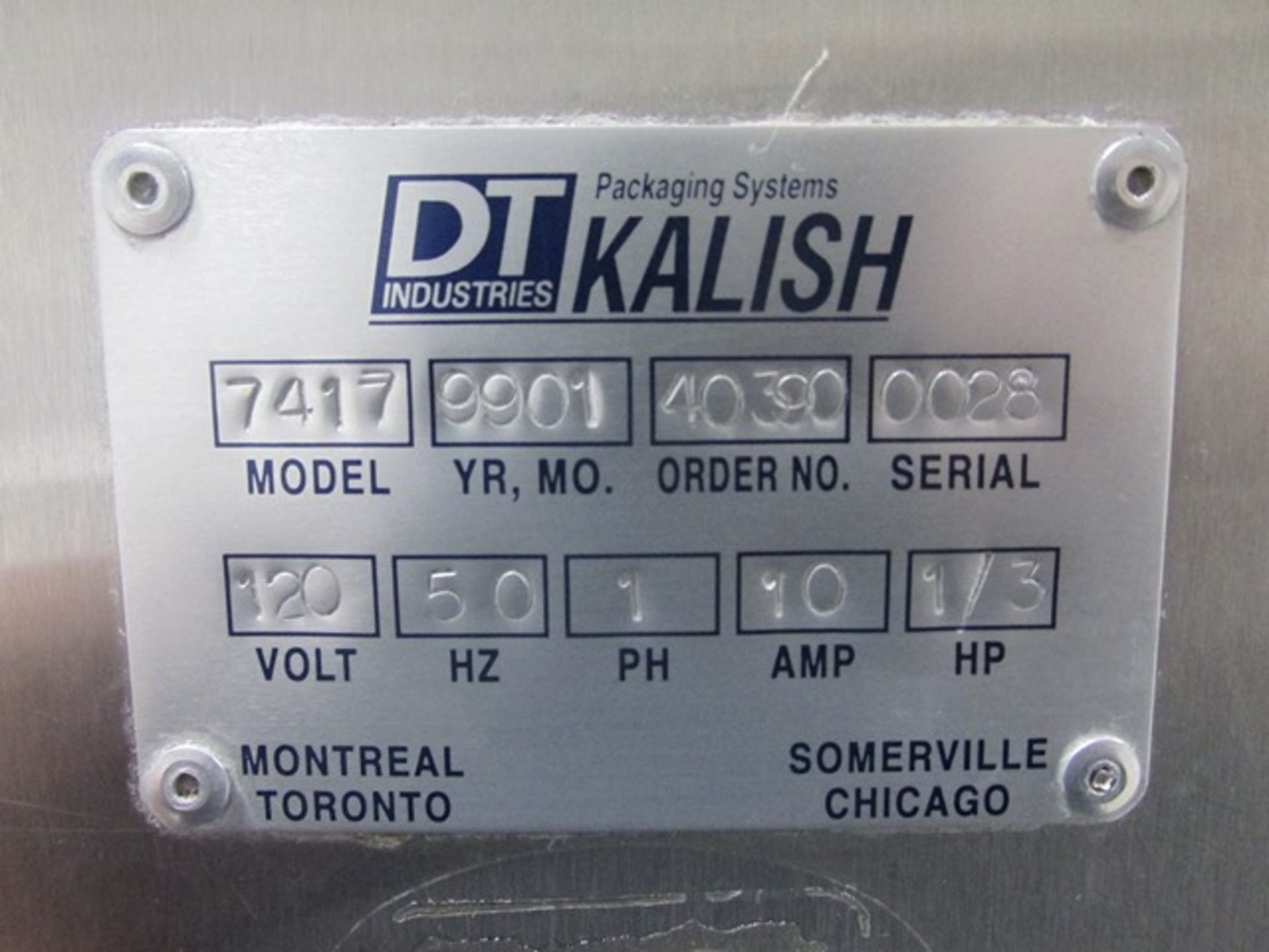 DT Kalish bottle unscrambler, type kalisort, model 7417, 120 volt, serial# 0028. - Image 2 of 9