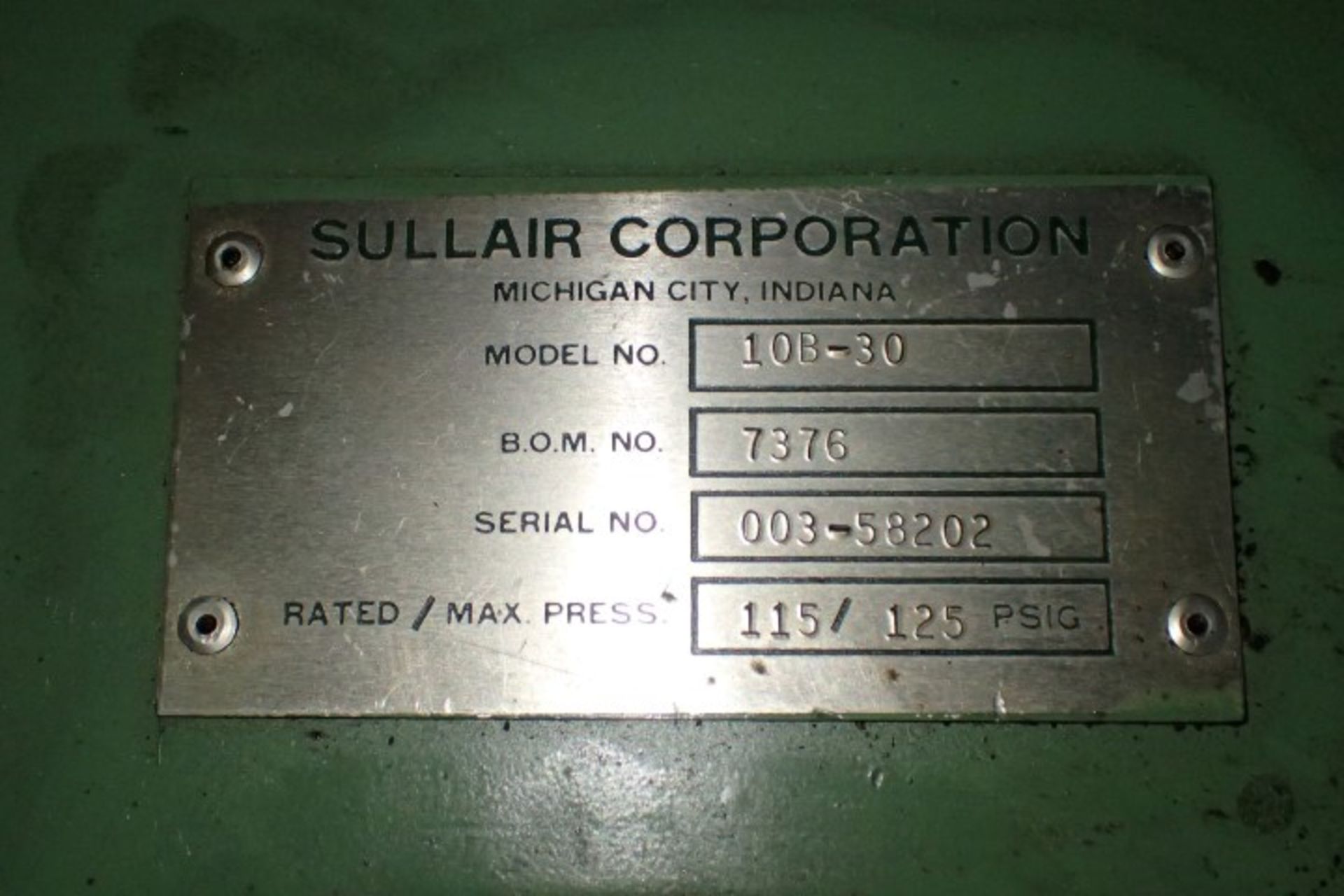 30 hp Sullair air compressor, model 10B-30, air-cooled - Image 10 of 11