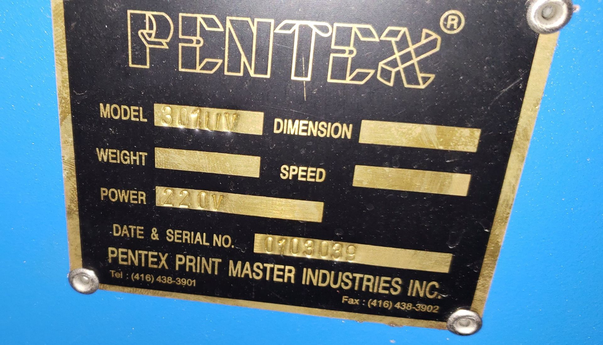 Pentex Printmaster Pentex Printmaster Industries Flat Round UV Curing Machine - Image 10 of 10