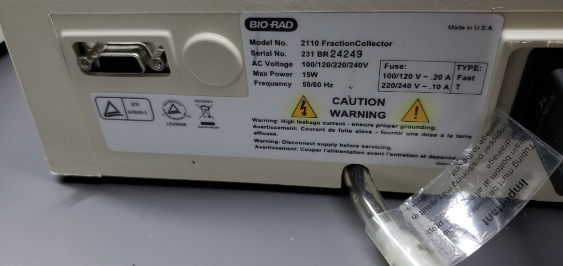 Bio-Rad Model 2110 80-Position Fraction Collector - Image 5 of 5