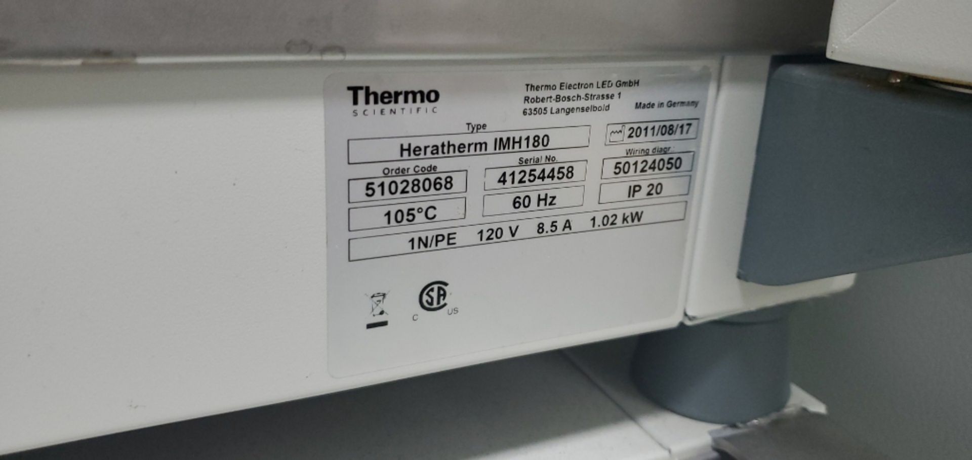 Thermo Heratherm IMH180 Benchtop Incubator - Image 3 of 3