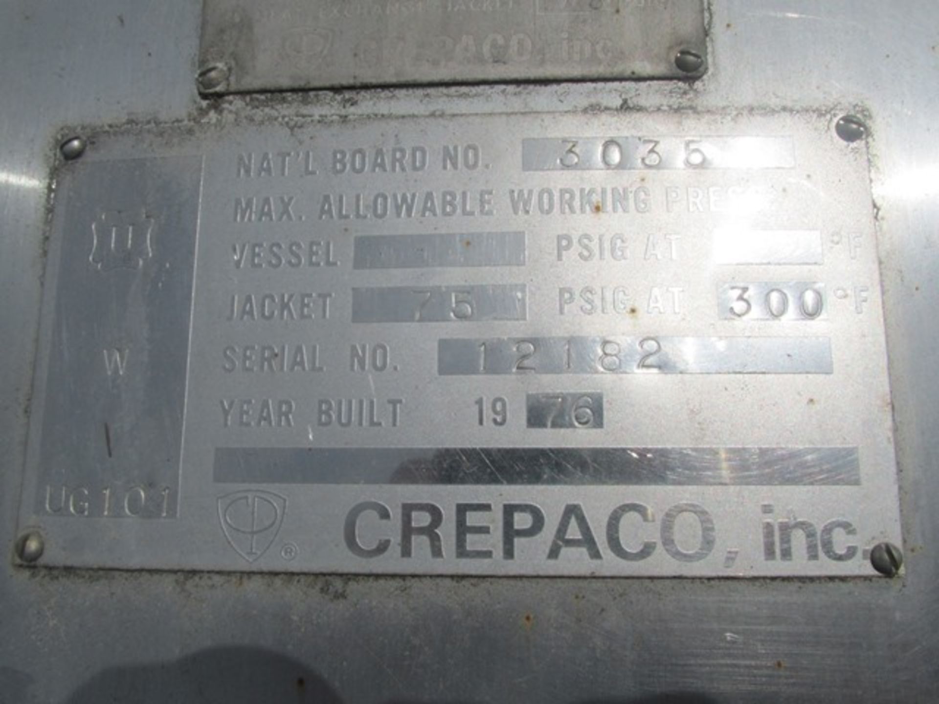 1000 GAL CREPACO KETTLE, 304 S/S, 75# - Image 10 of 13