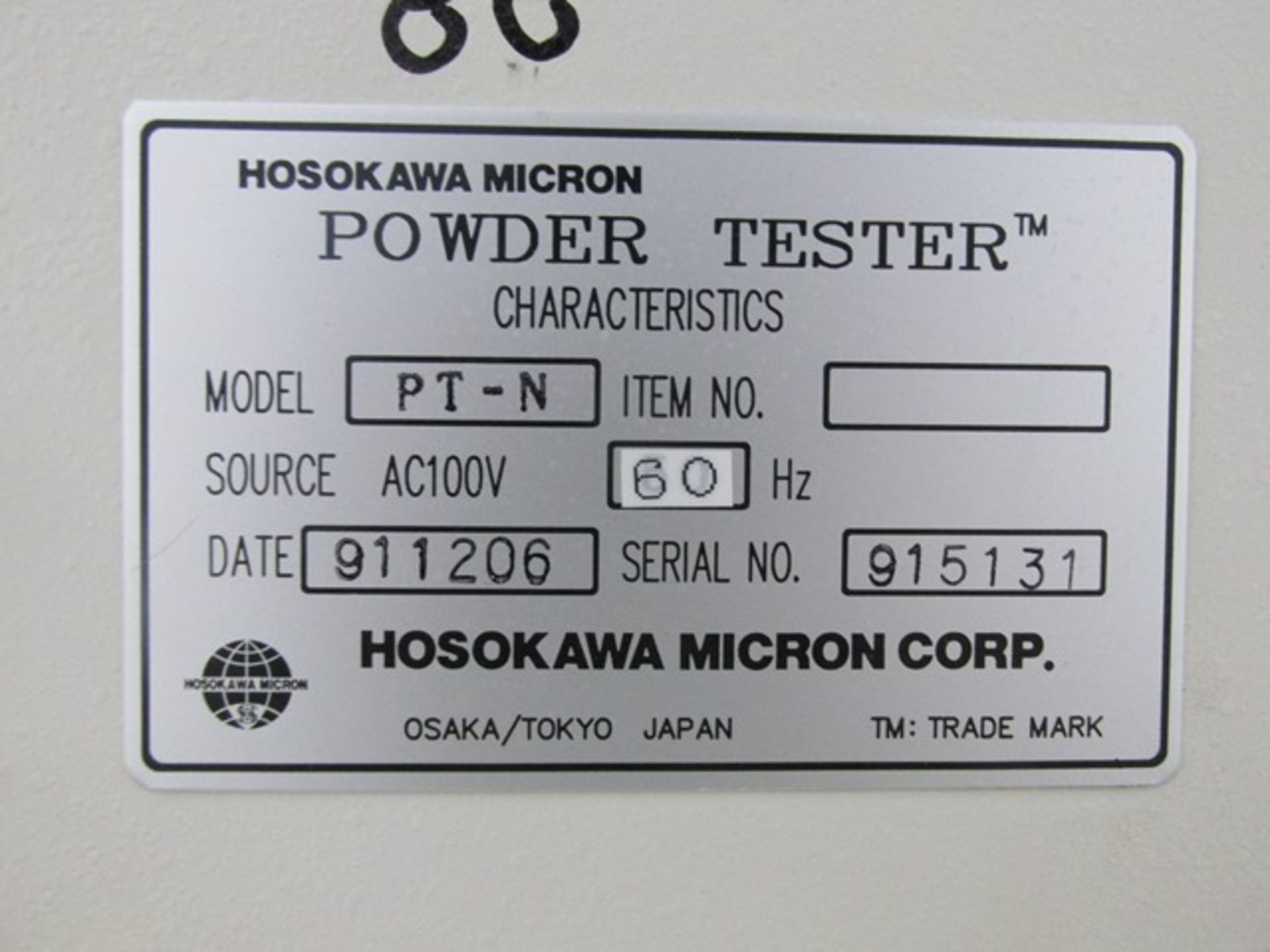 Hosokawa Powder Tester, model PT-N, serial# 915131, built 1991 - Image 9 of 9