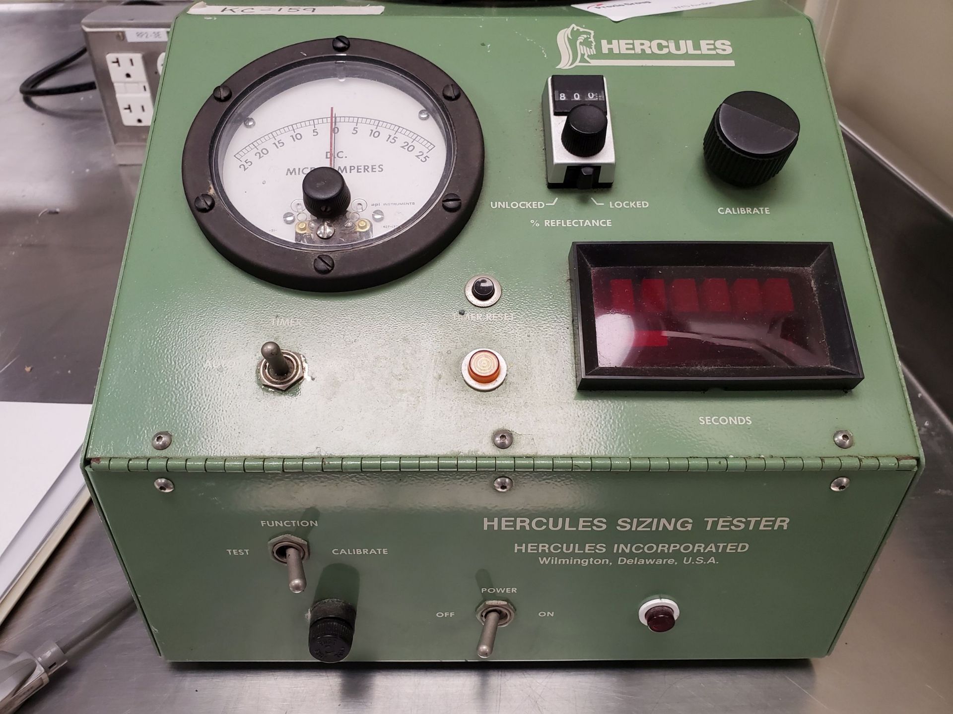 Hercules Sizing Tester, Model KC, 115 volts, for ink and oil paper penetration testing, with manual, - Image 2 of 4