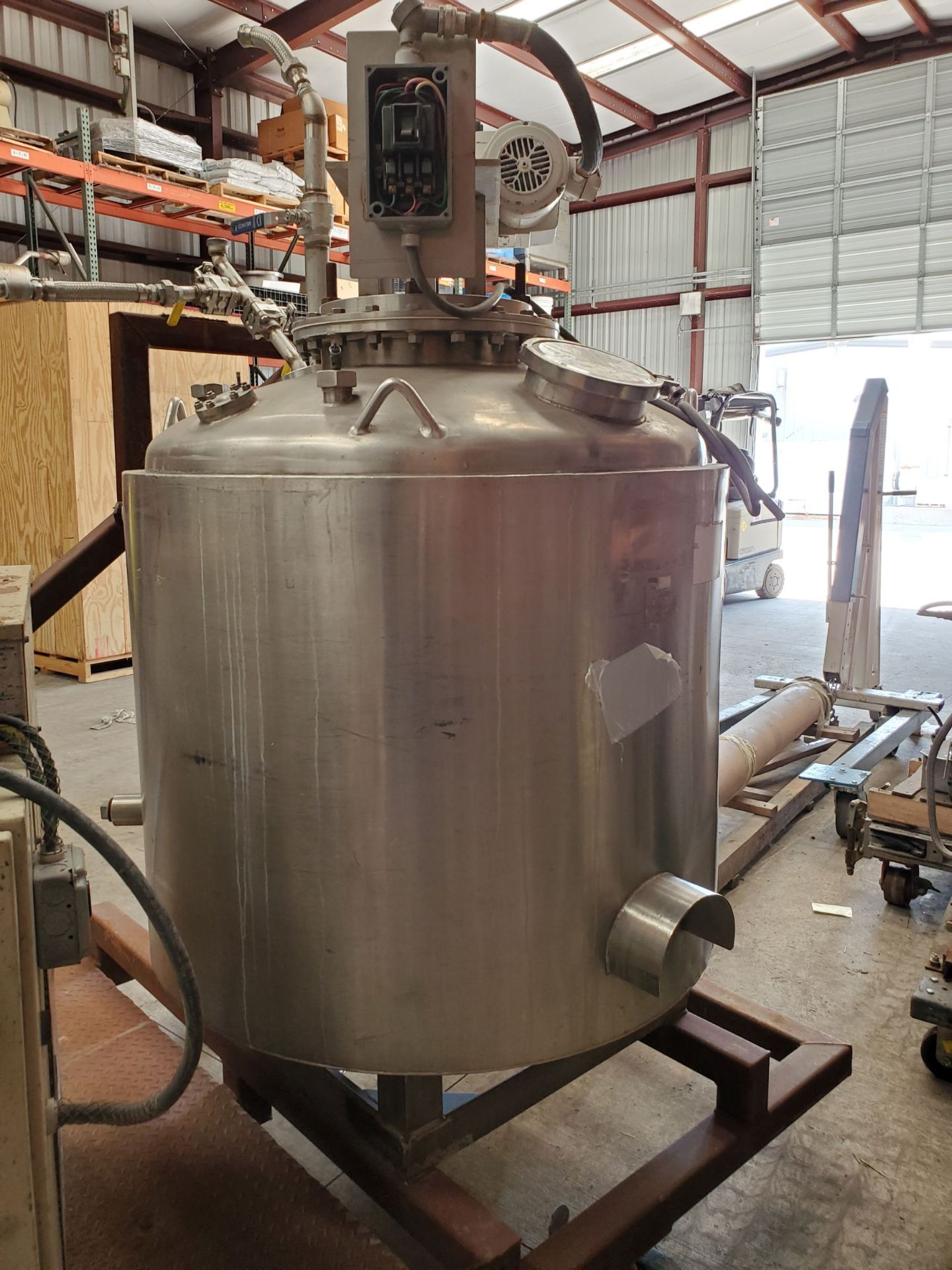 Jacketed Stainless Steel Tank, Agitated, approximately 200 Gallons