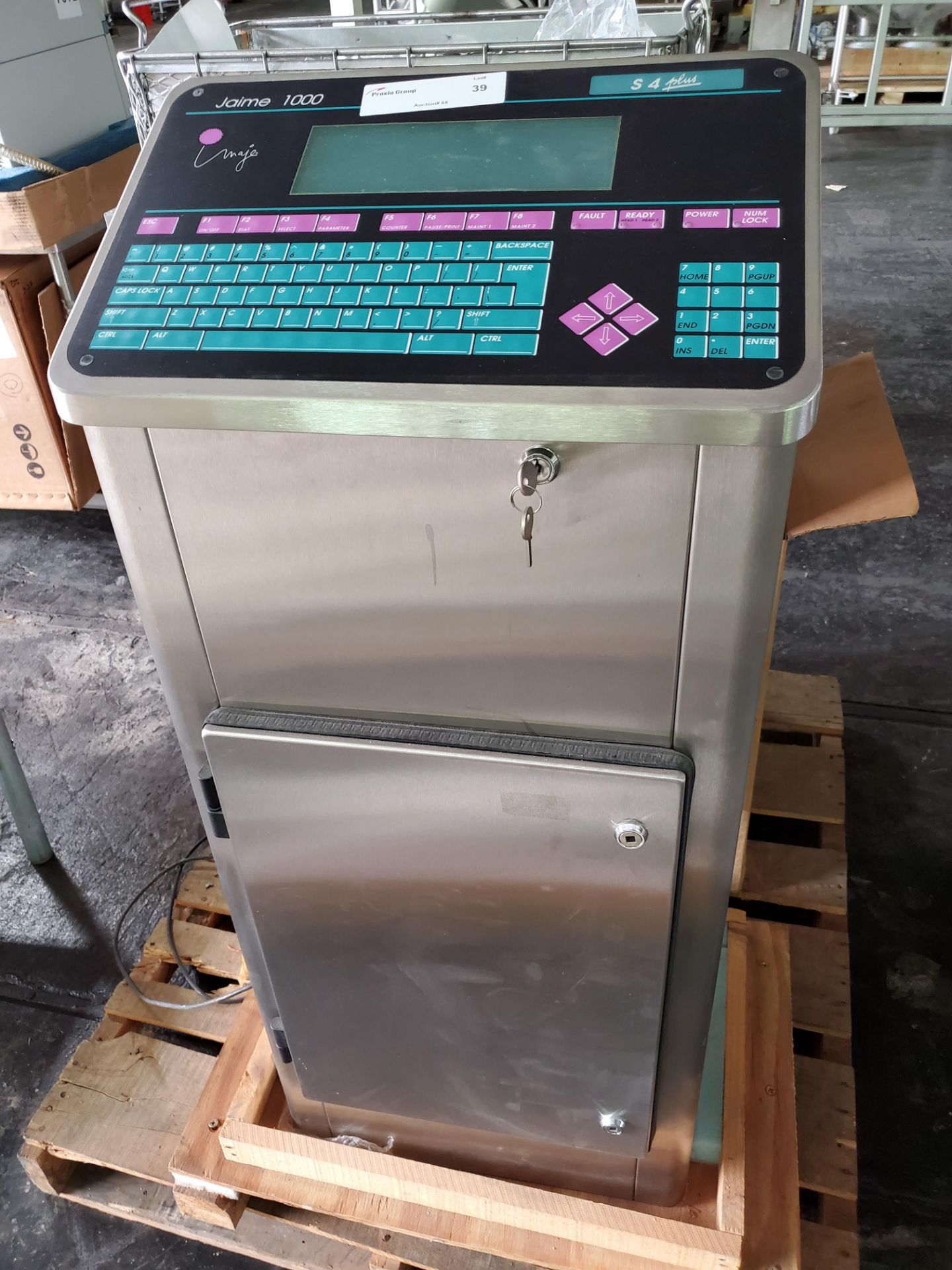 Imaje Printer, type Jaime 1000S4plus, with printer head, 110 volts, serial# 7451R7, built 1997.