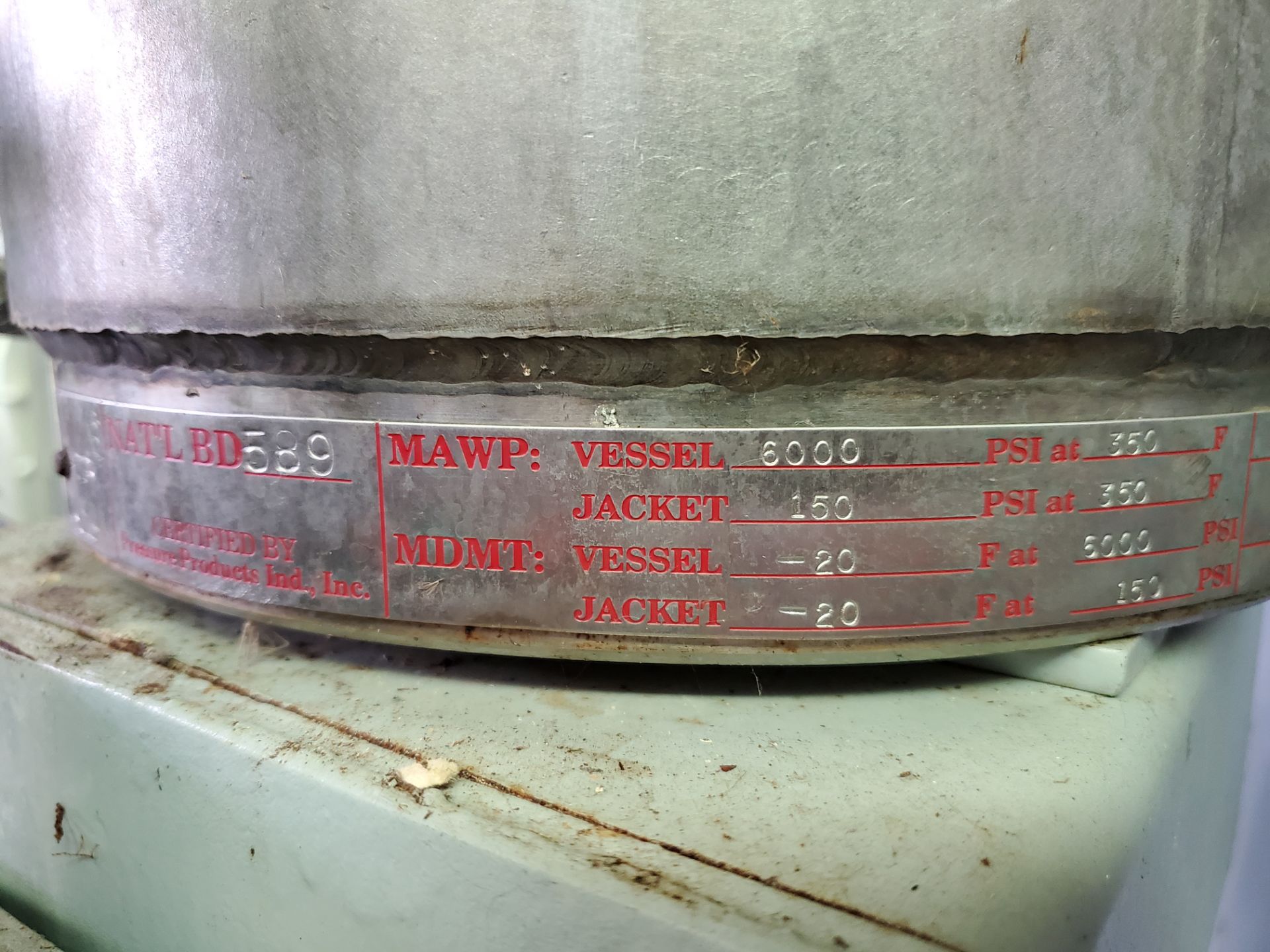 Pressure Product Industires Autoclave, 316L stainless steel construction, 7" diameter x 11" straight - Image 5 of 8