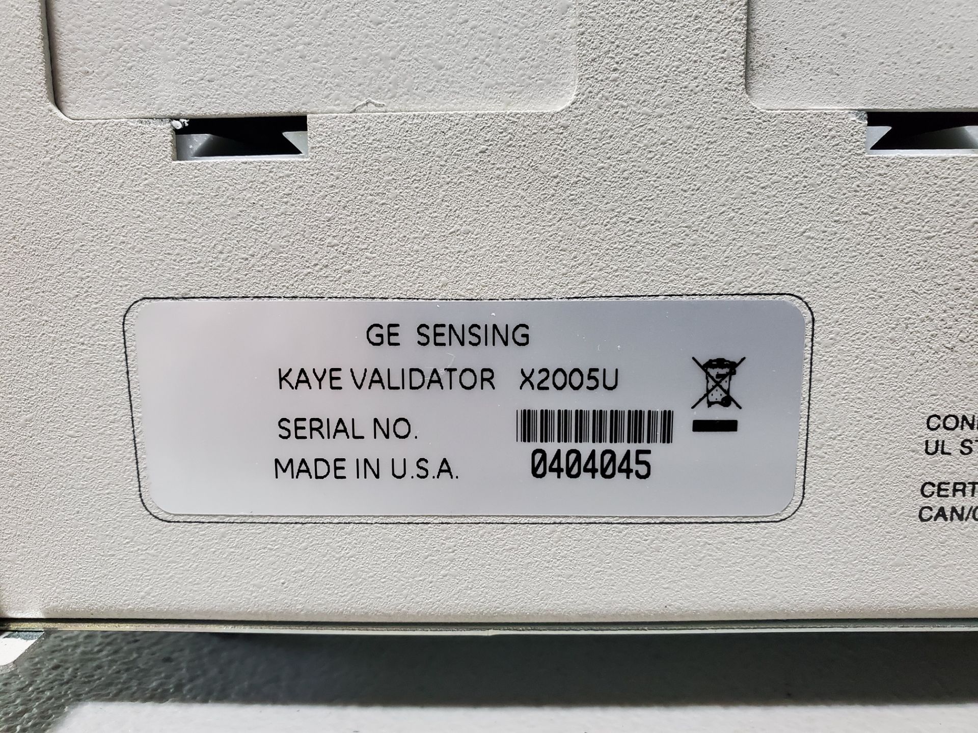 Kaye Validator, model X2005U, for up to (3) Kaye X2025 Sensor Input Modules, 120 volts, serial# - Image 2 of 4