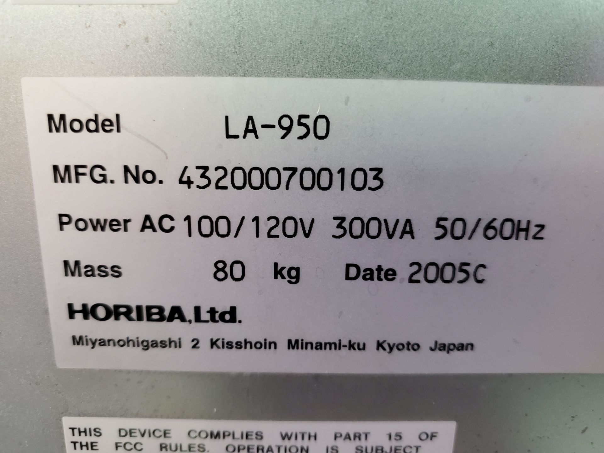 Horiba Laser Scattering Particle Size Distribution Analyzer, model LA-950, with components, - Image 2 of 7