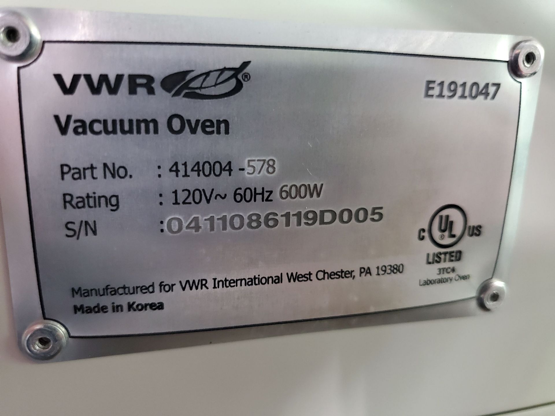 VWR Symphony Vaccum Oven, part# 414004-578, external vacuum, 10"wide x 11" deep x 10" high - Image 6 of 7