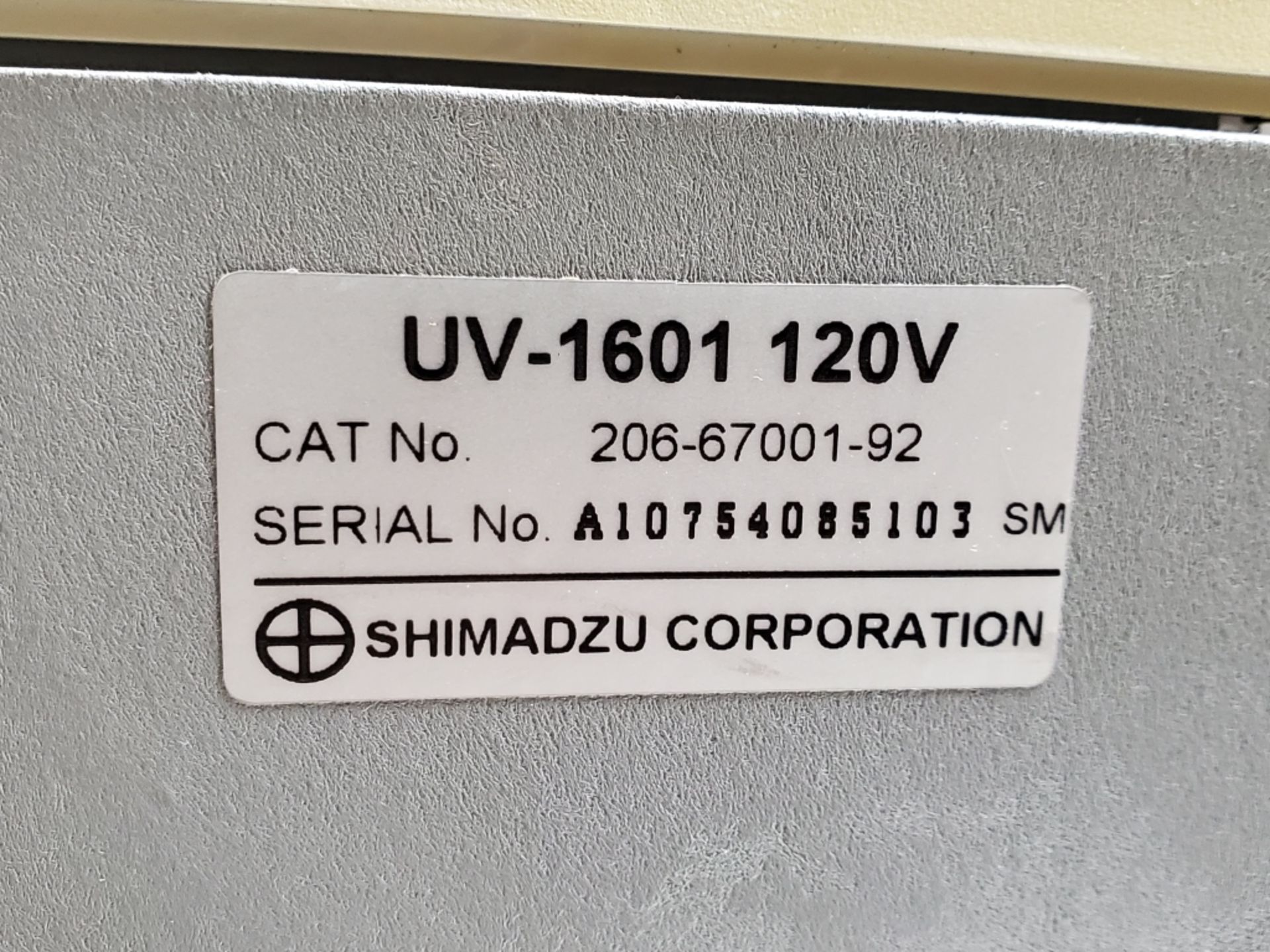 Shimadzu Mdl UV-1601 UV-Visible Spectrophotometer - Image 5 of 5