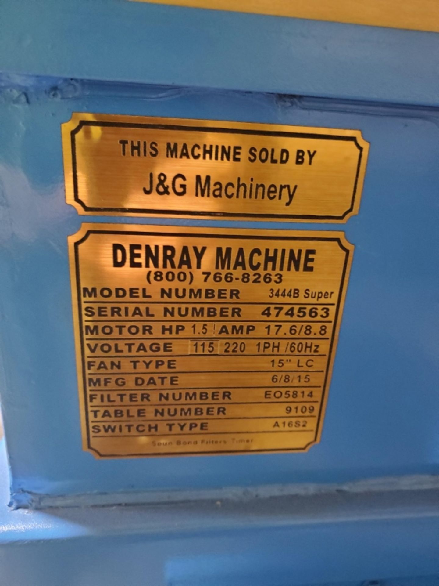 2015 Denray Machine 34 x 44" Downdraft Table" - Image 4 of 4