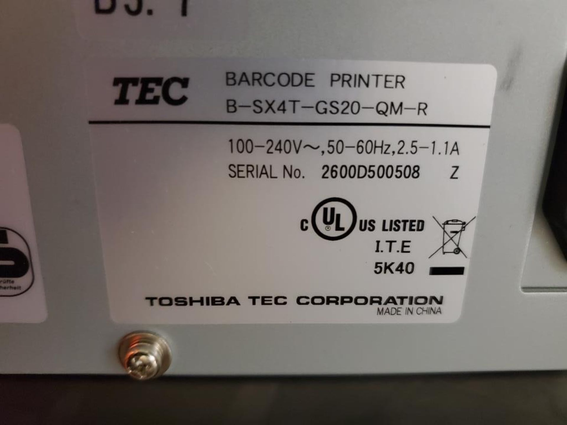 Toshiba TEC Thermal Label Barcode Printer - Image 5 of 5