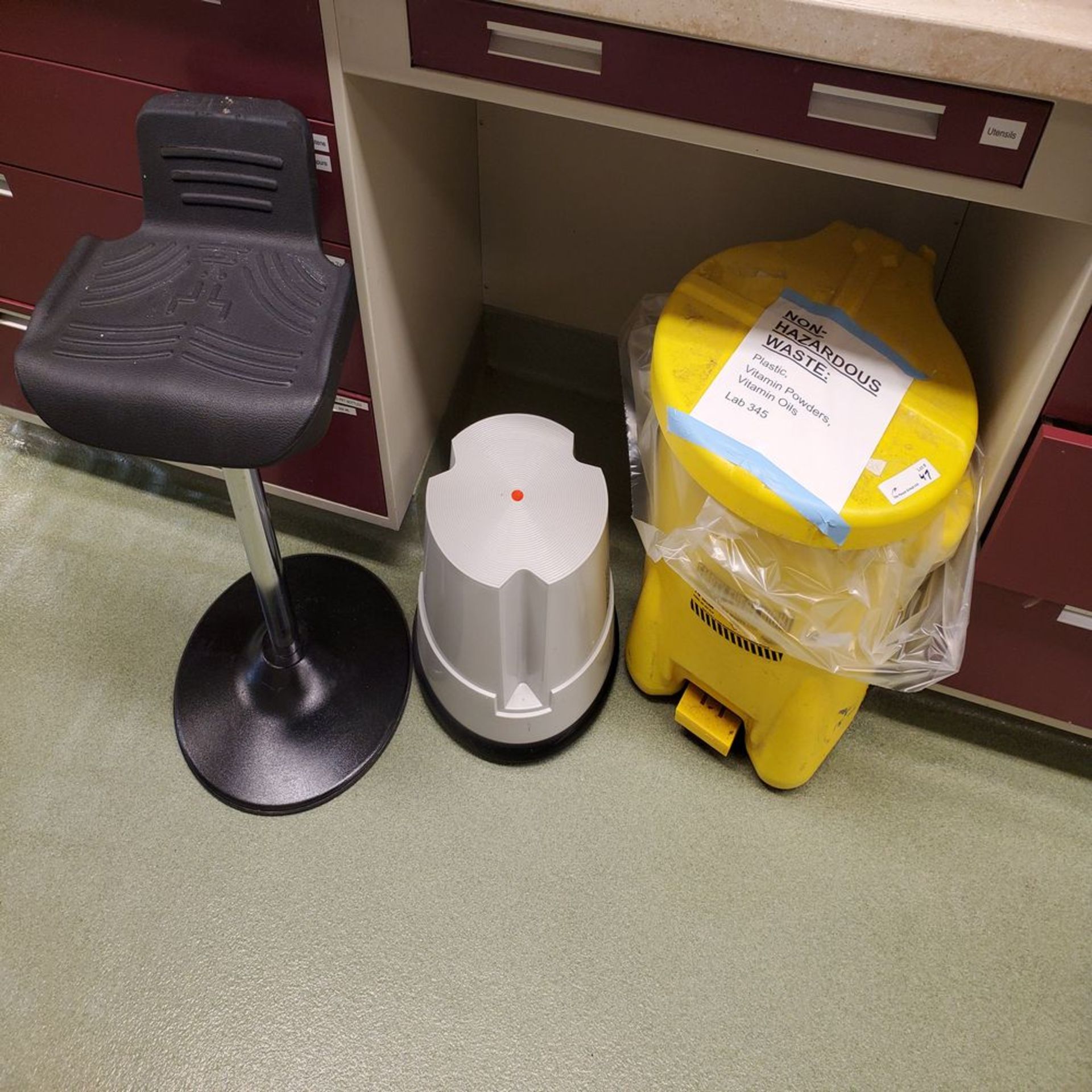 Lean Back Stool And Oily Waste Can