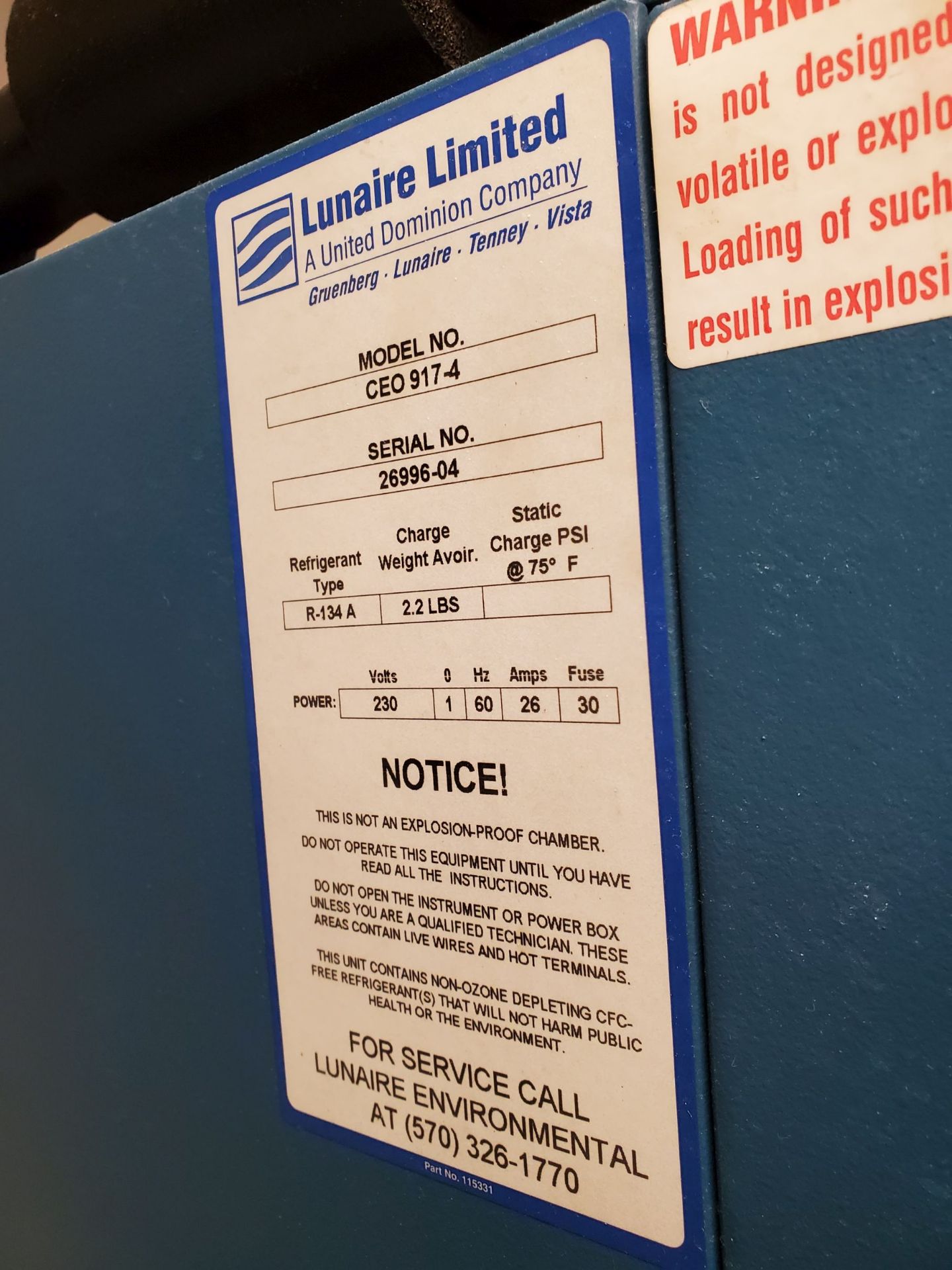 Lunaire Ltd Stability And Shelf Life Test Chamber - Image 3 of 3